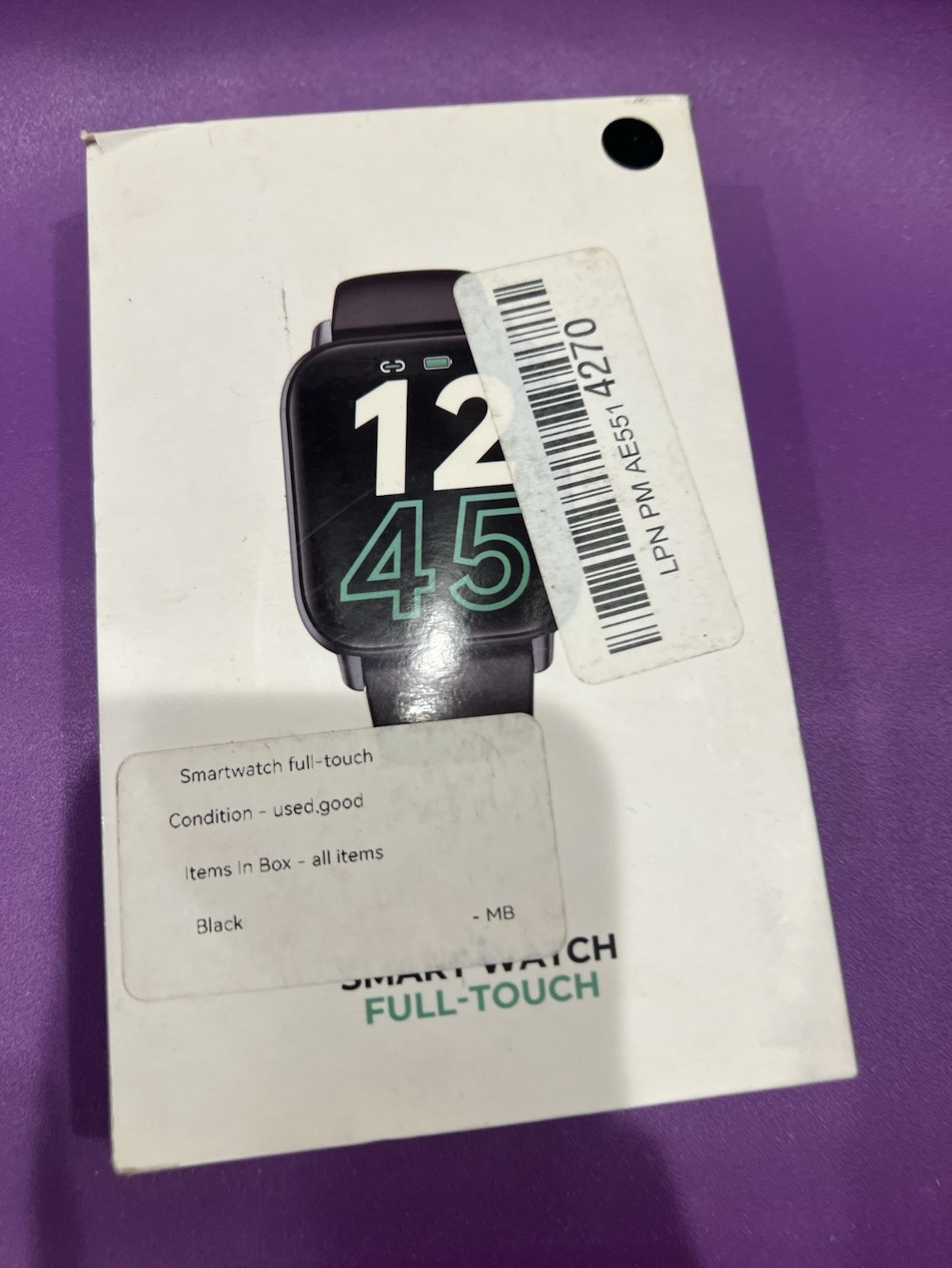 Smart Watch 1.72in IPS HD Touch Screen Black, HR Monitor BT Water Resistant