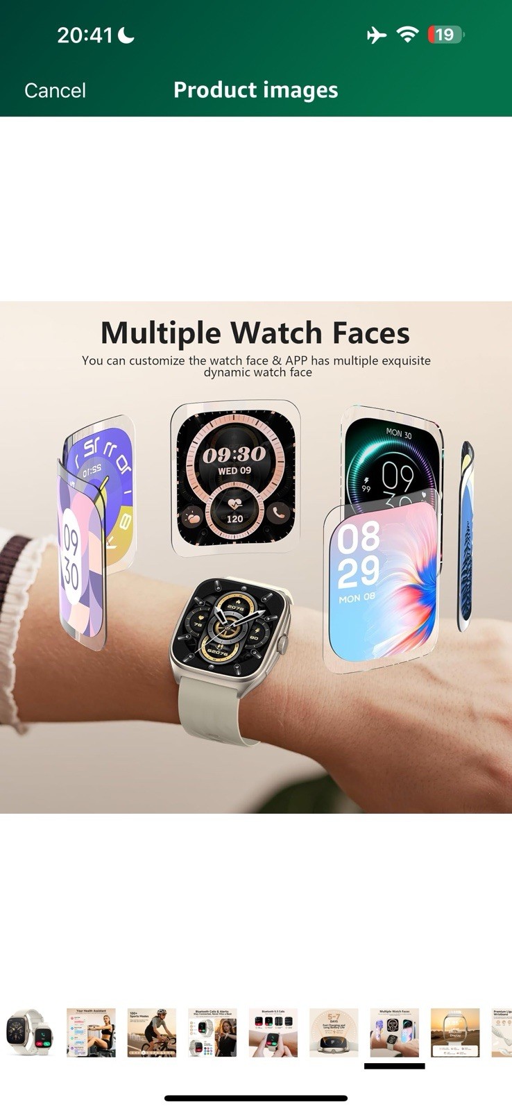 SOUYIE Smart Watch SOS Alert, 1.85″ Fitness Tracker 100+ Sports Modes Heart Rate