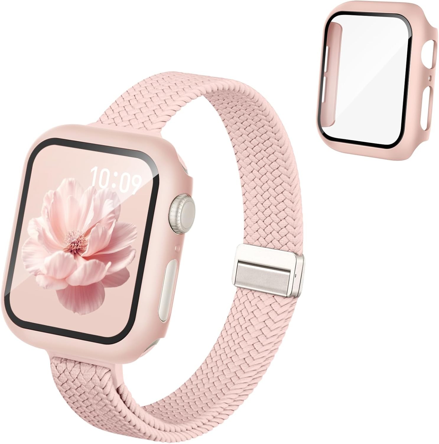 3-in-1 Slim Band and Case for Apple Watch Series 4-11 40mm 44mm Magnetic Stretch