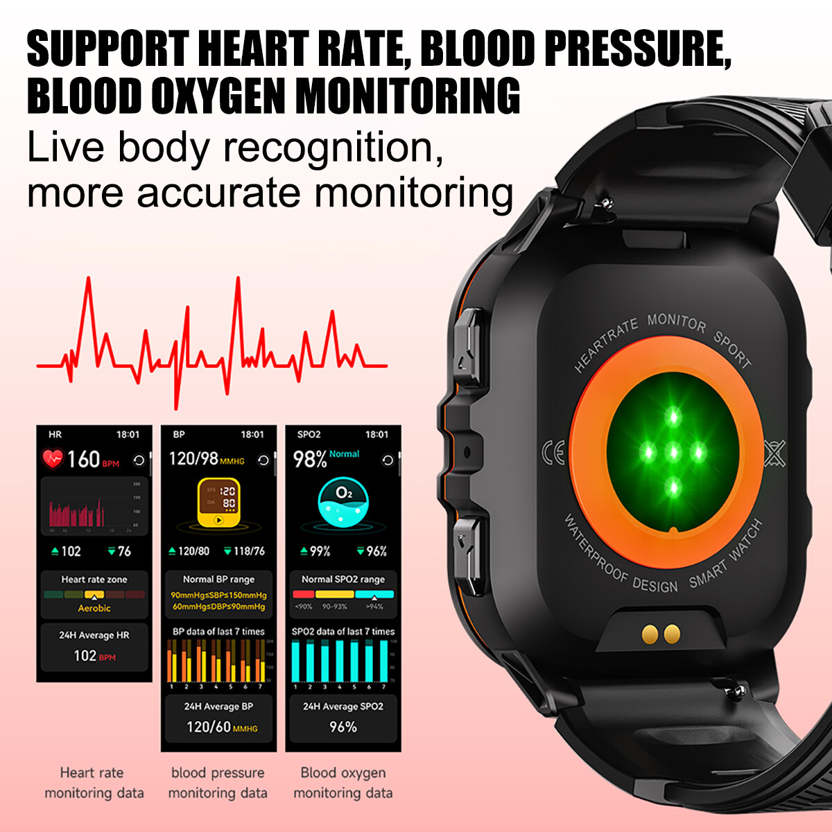 Smart Watch Men Sports Bluetooth Fitness Tracker Military Smartwatch Waterproof