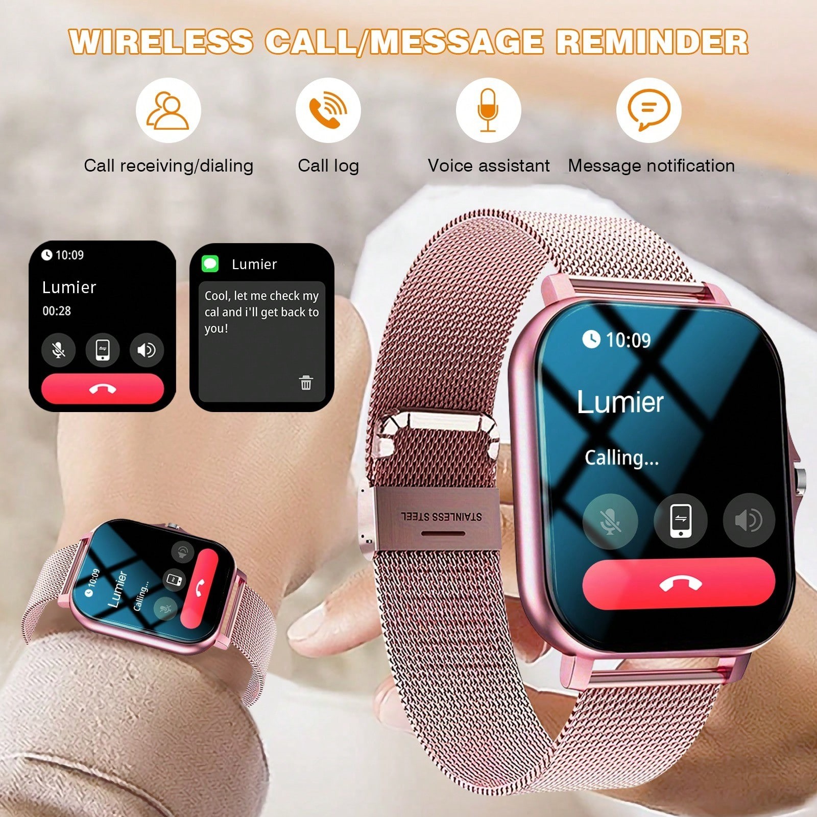 Smart Watch Bluetooth Call SMS Reminder Multi-Sport Mode Gift for Men Women