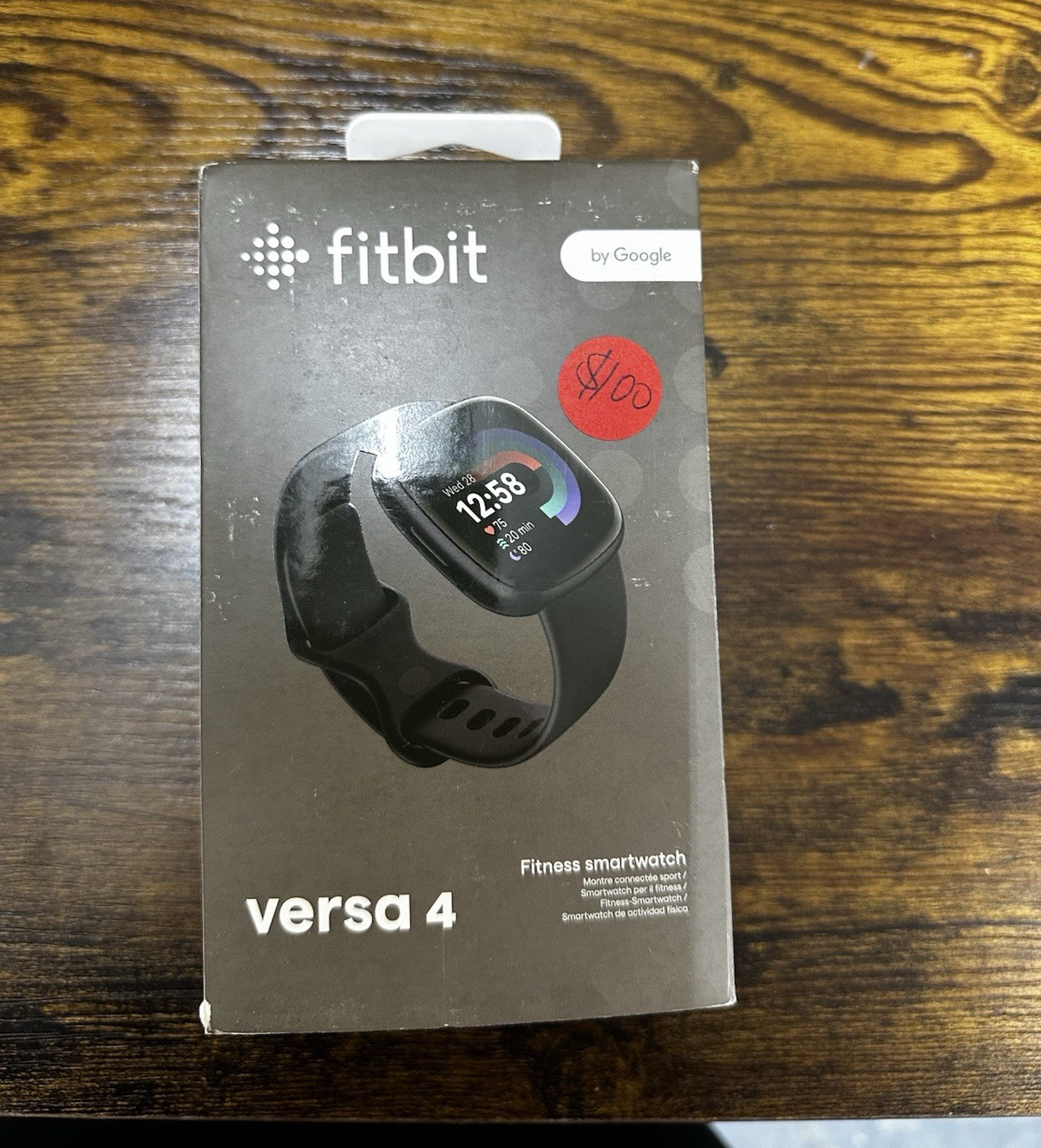Fitbit Versa 4 40mm Smartwatch Graphite Aluminum Case Black Silicone Band 4GB