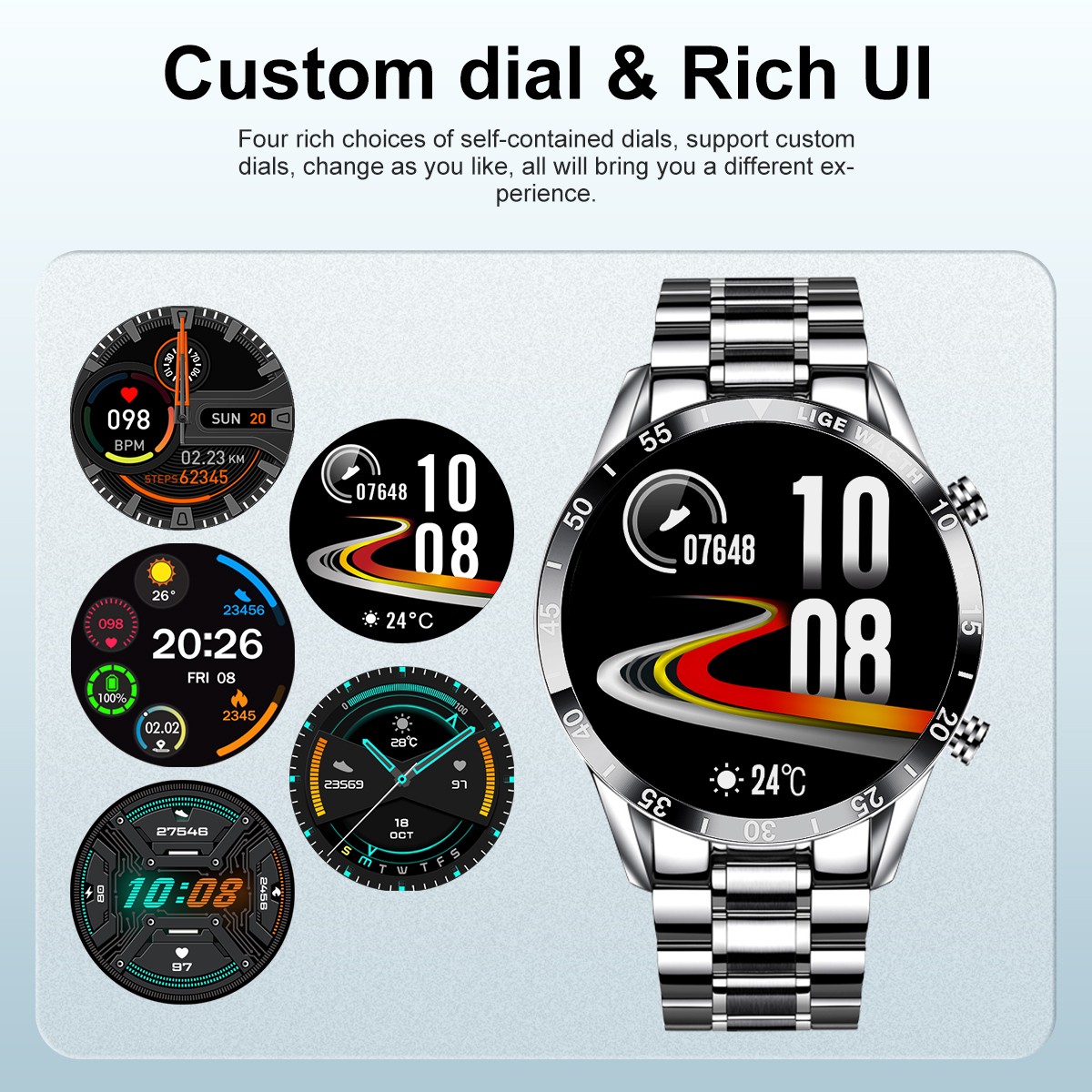 Luxury Smartwatch Men Business Stainless Steel Smart Watch Sport Bluetooth Call