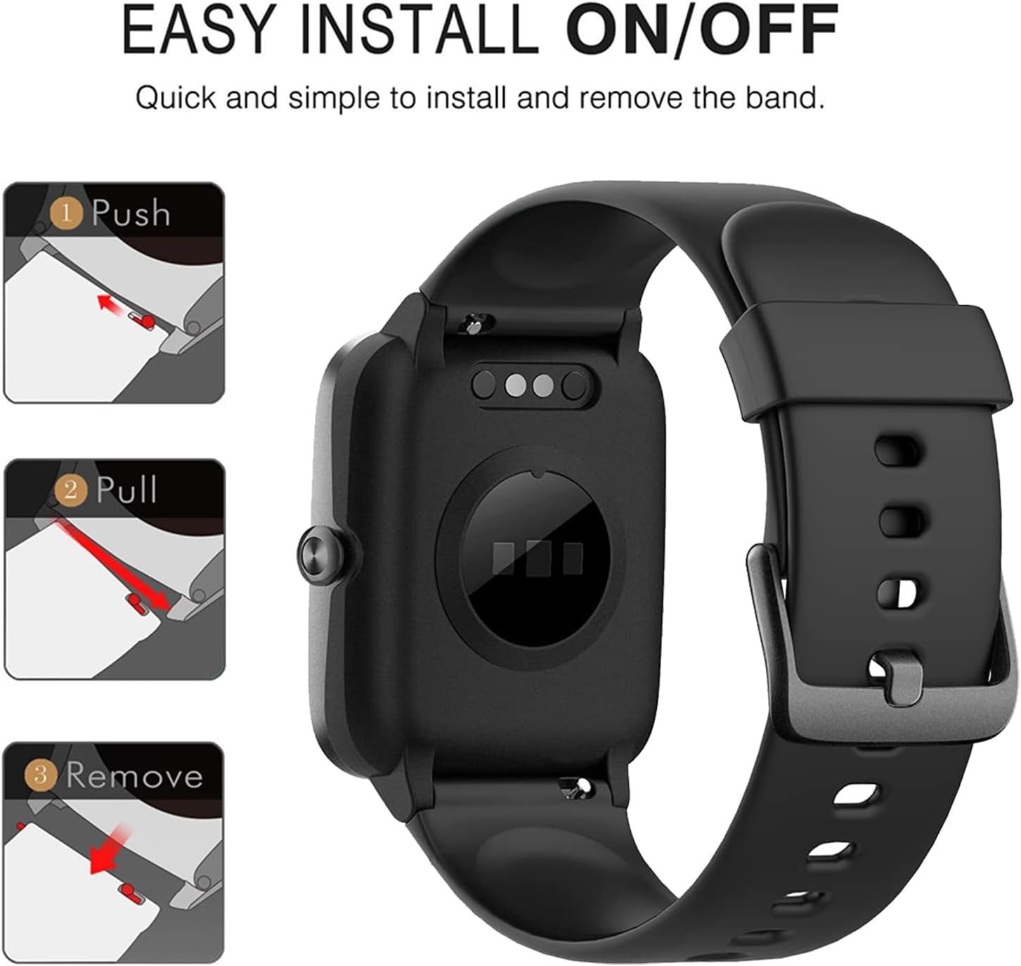 Silicone Band for ID205L – Breathable Black Strap for Active Lifestyles