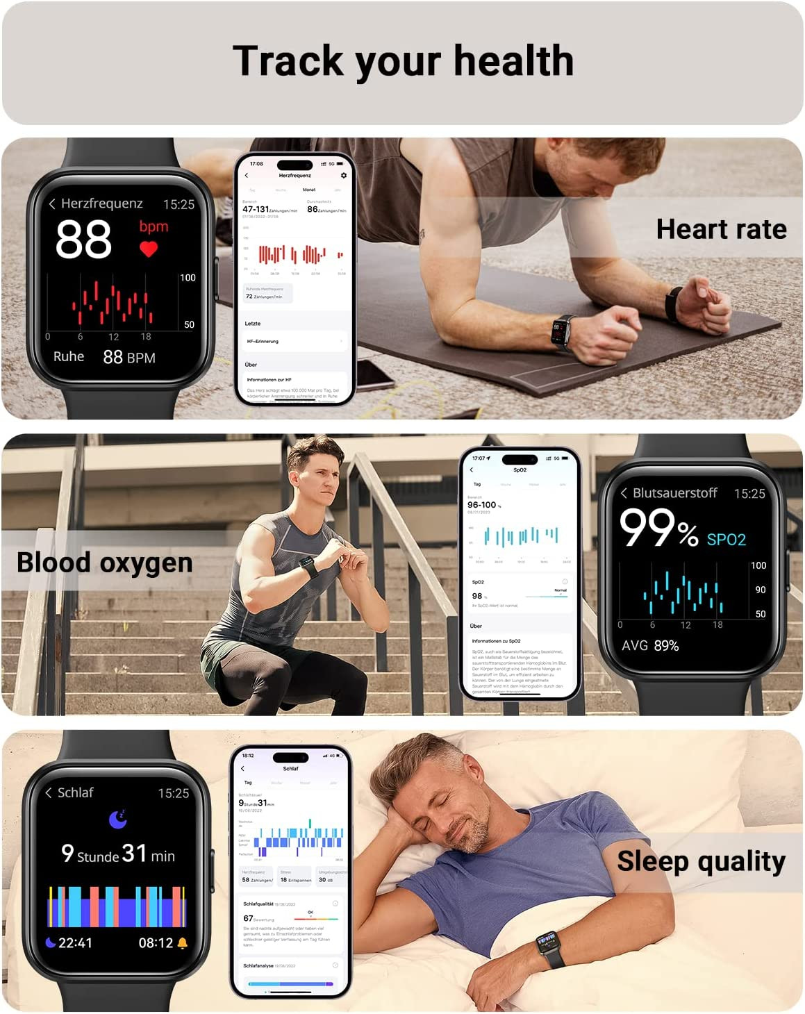 Smart Watch for Men/Women Android & Iphone, Alexa Built-In, 1.8″ Touch Screen Fi