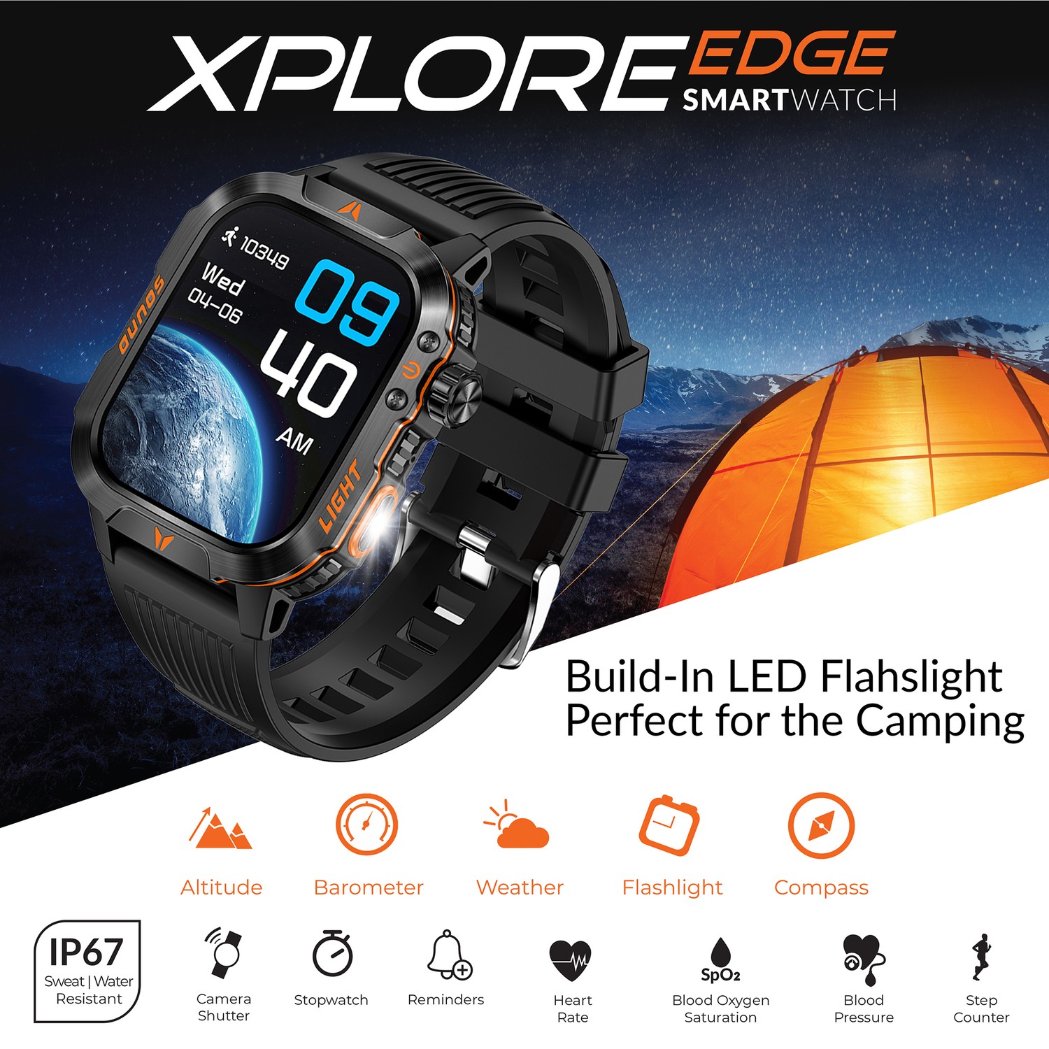 XPLORE EDGE Bluetooth® Smart Watch with Heart Rate Monitoring, SC-176TSW