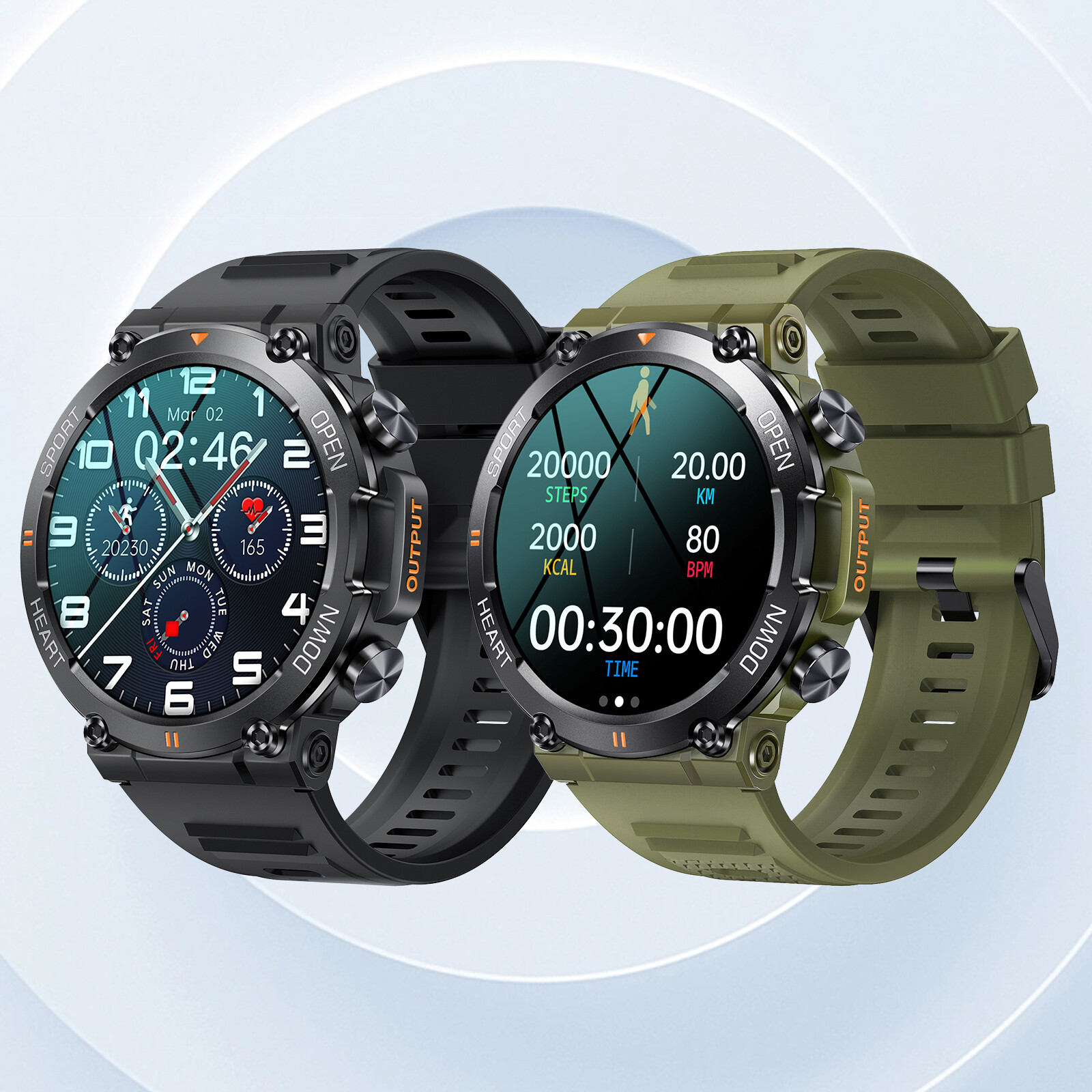 1.39 in Military Smart Watch(Answer/Make Call) Rugged Tactical Fitness Tracker