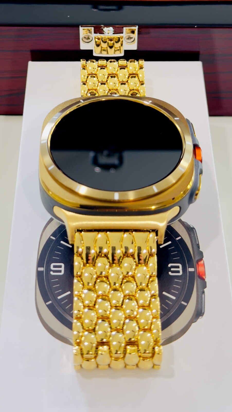 CUSTOM GOLD Samsung Galaxy Watch Ultra 2 Black 47mm 24k Gold Plated Links Band