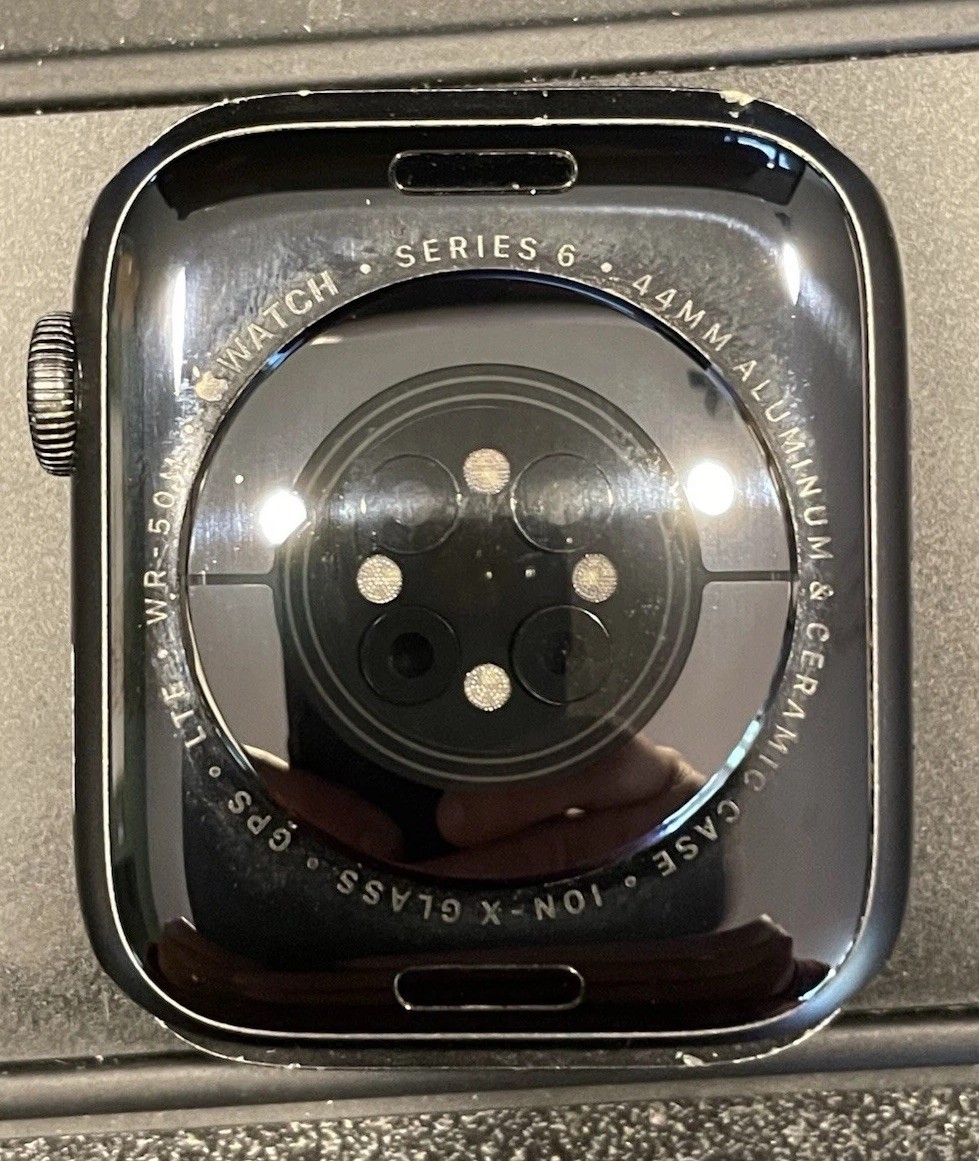 Apple Watch Series 6 GPS + LTE, 44MM Space Gray Aluminum Case & Black Sport Band