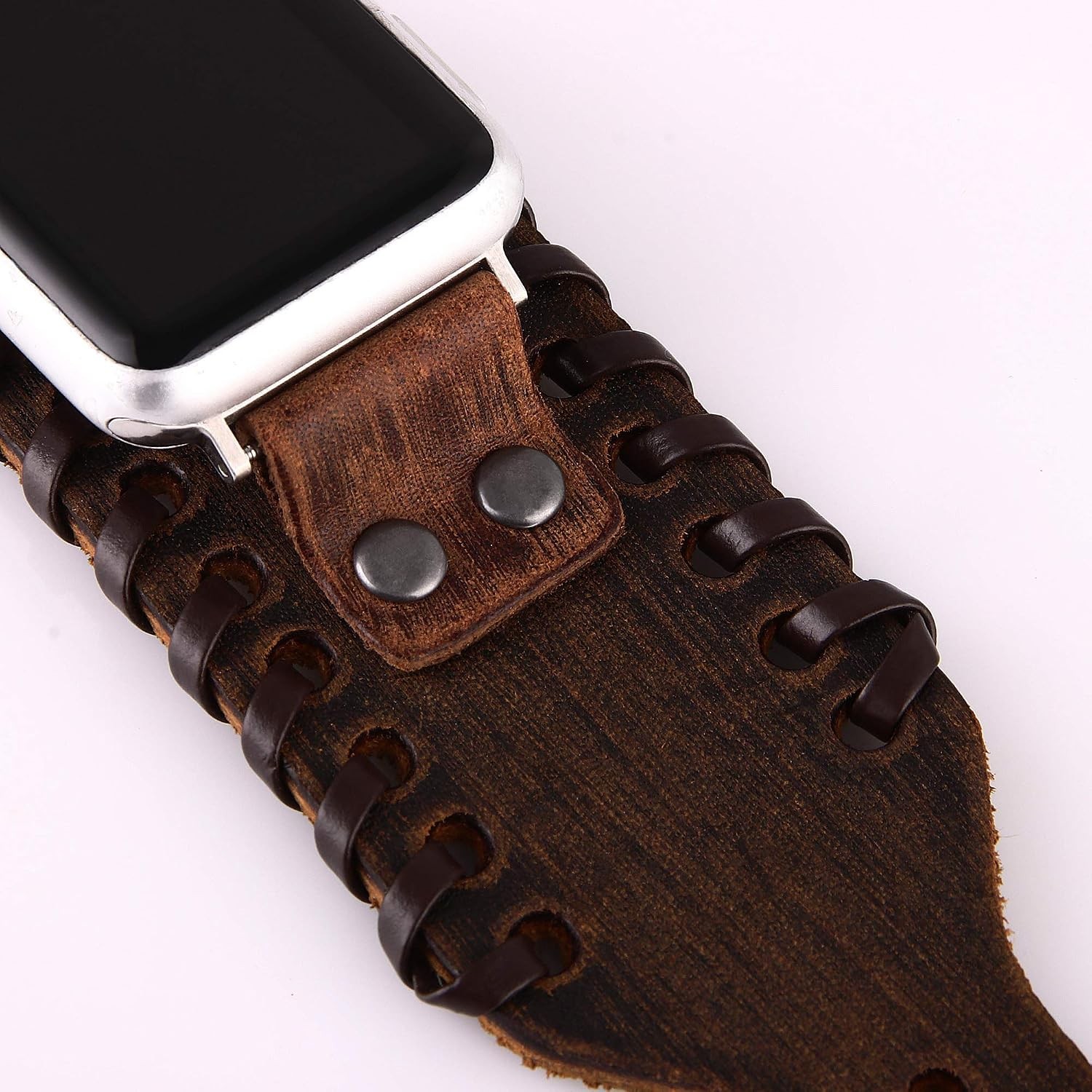 Wide Cuff Leather Band for Apple Watch Ultra 38mm 40mm 41mm 42mm 44mm 45mm 49mm