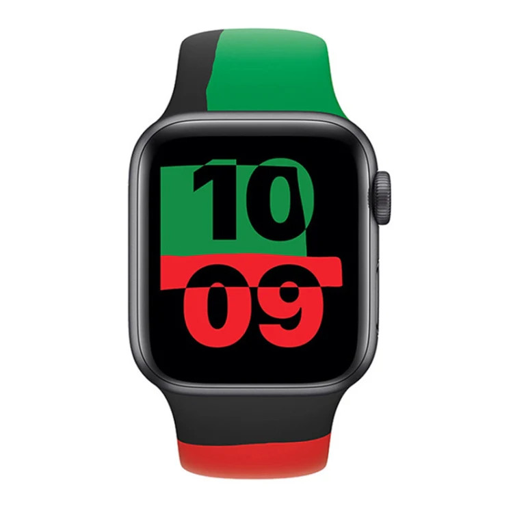 Black Unity Silicone Sports Replacement Watchbands For Apple Watch Series 6 & SE