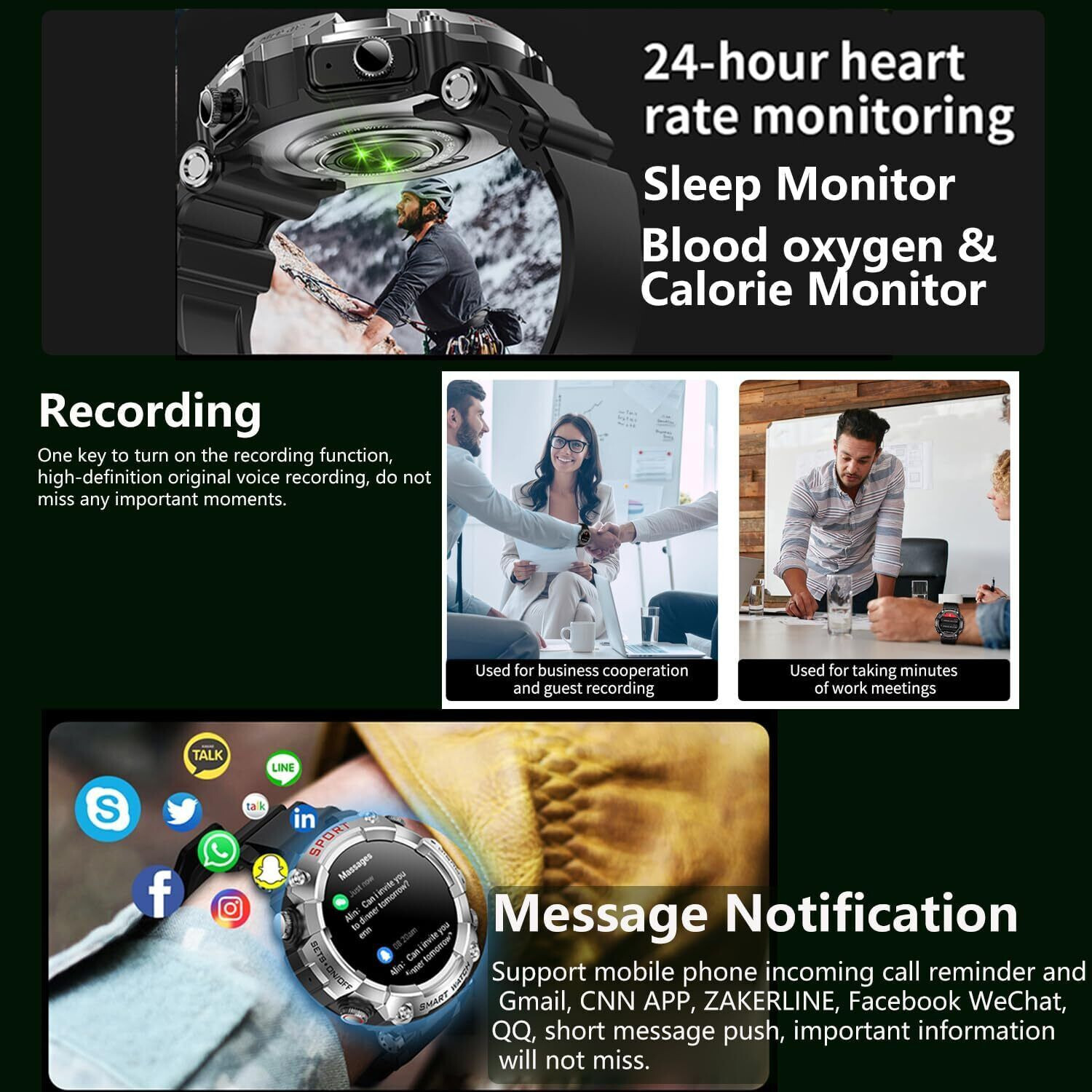SMART WATCH with Earbuds for Men Women 1.52″ HD Touch Screen UltraLight Weather