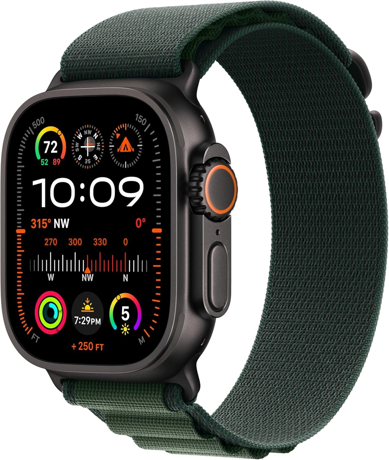 Apple Watch Ultra 2 (GPS + LTE) 49MM Black Titanium Case Dark Green Alpine Loop