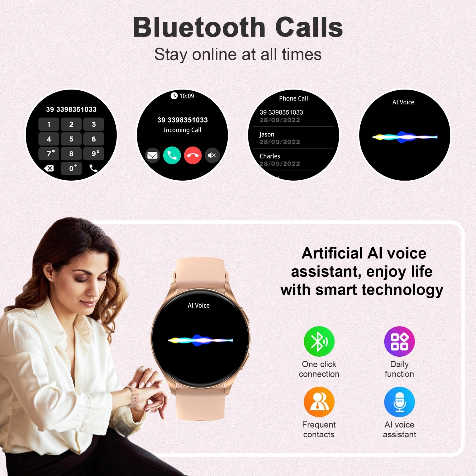 1.43” AMOLED Smart Watch for Women, Answer/Make Call Fitness Tracker Pedometer