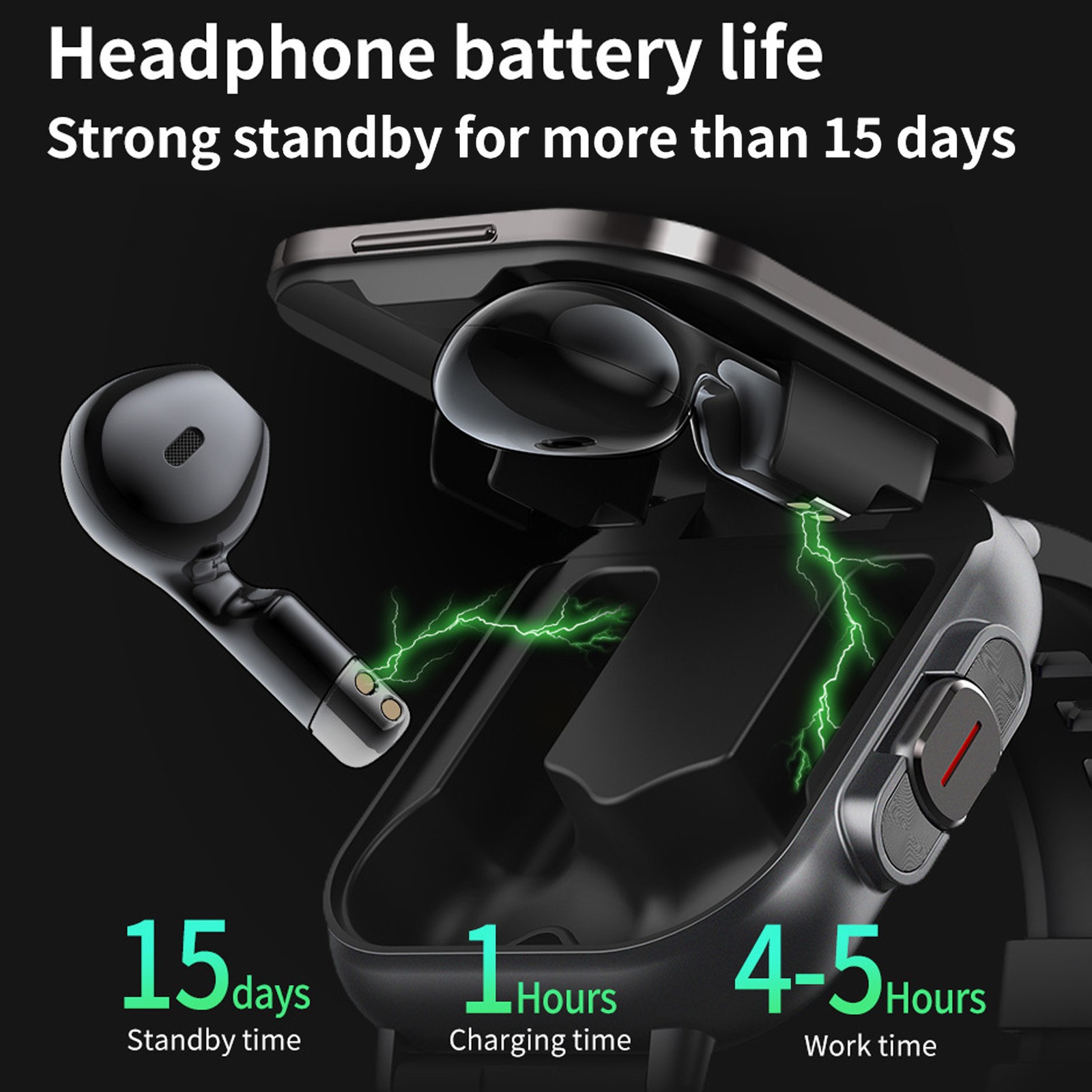 2 In 1 Smart Watch With Earbuds 2.01 Inch HD Touch Screen Bluetooth Call Fi MOBL