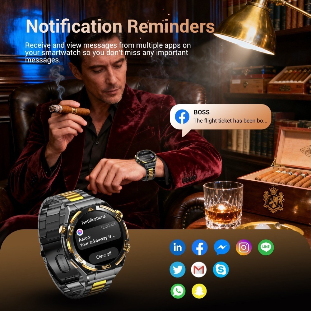 Tactical Military Smart Watch Men GPS 1.43″ Touch Screen 20-Day 5ATM Waterproof