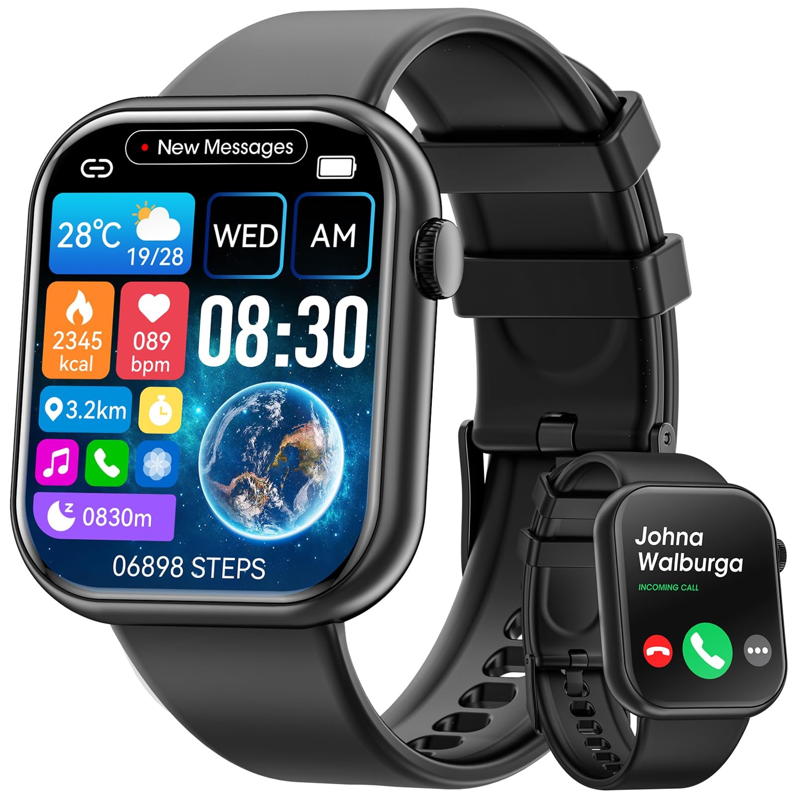 (Answer/Make ) 1.85inch Fitness Tracker, DIY Dials/Pedometer/Calories/Multipl…