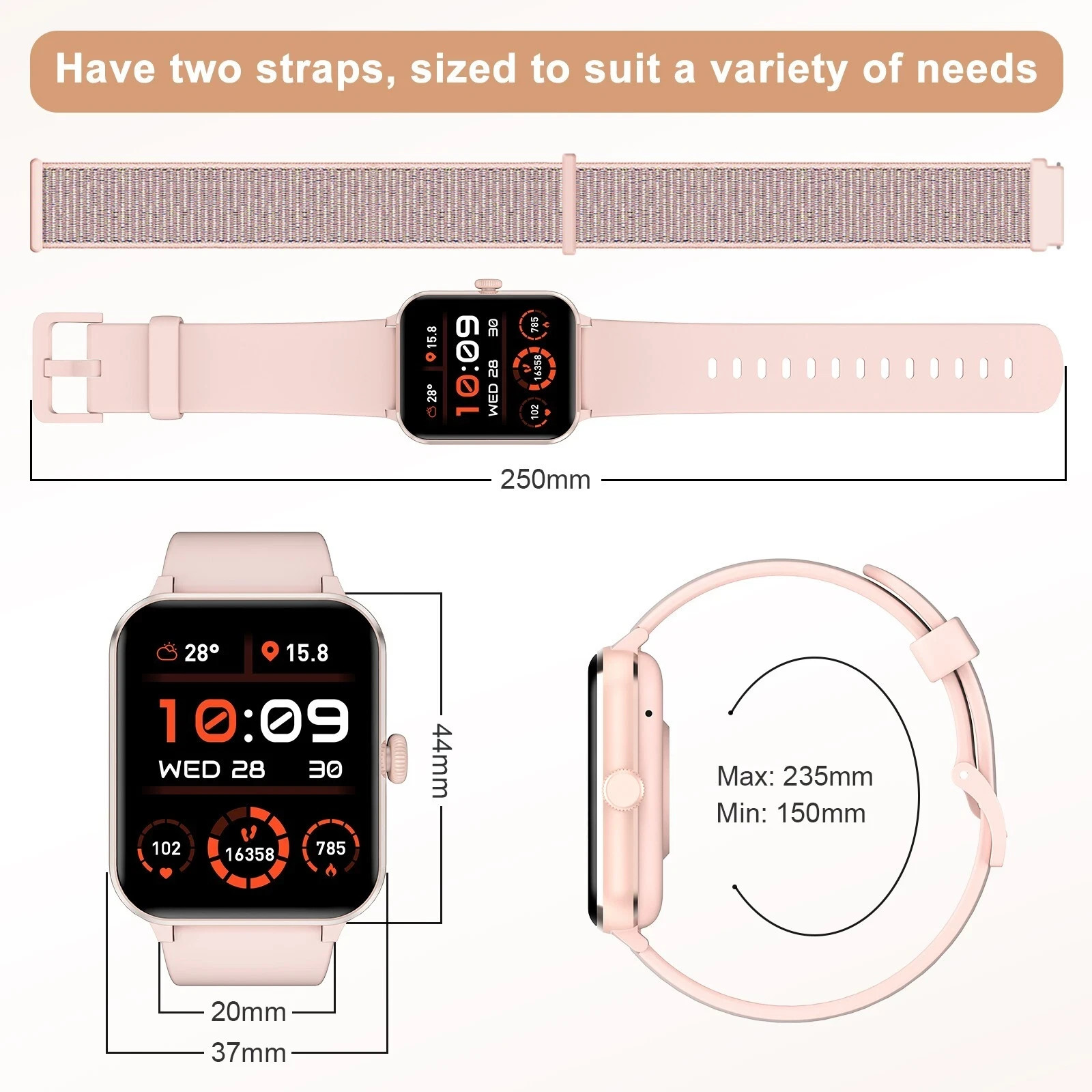 2026 Smart Watch Women Waterproof Smartwatch Bluetooth For iPhone Samsung