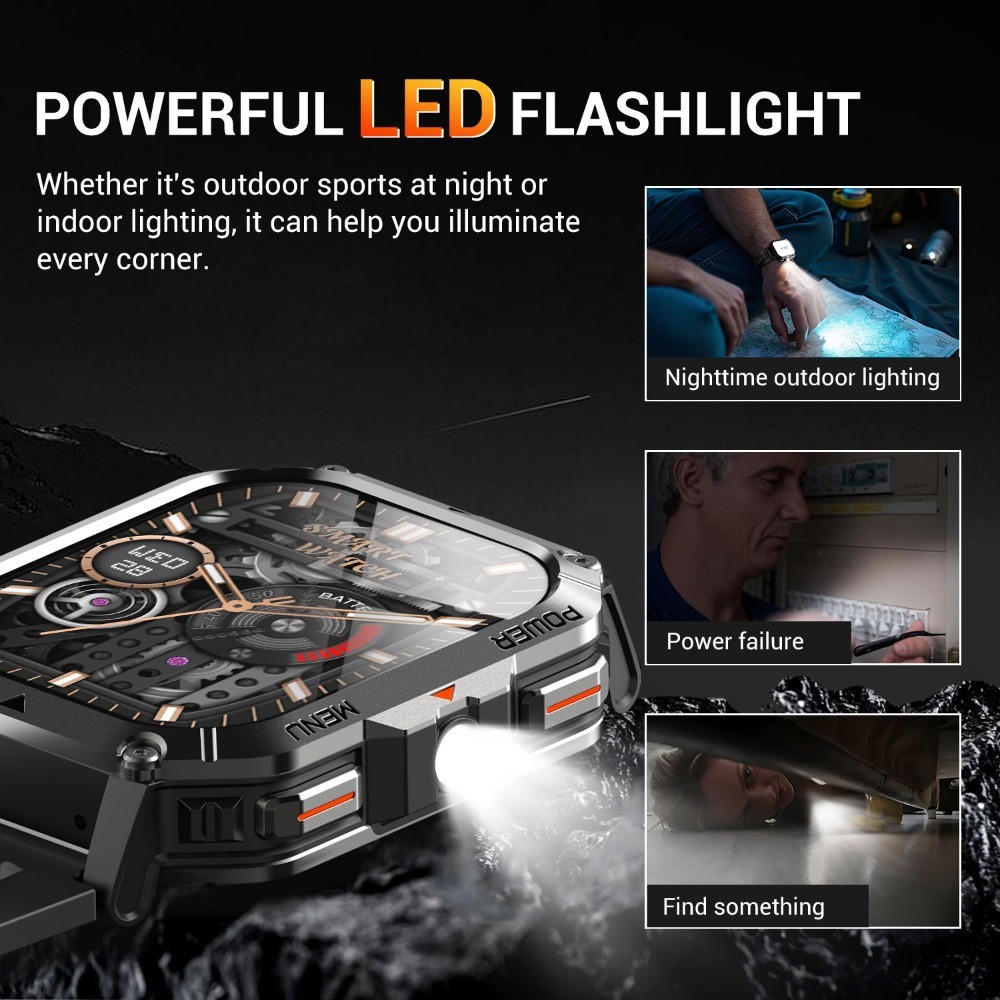Military Smart Watch for Men Women Bluetooth 5.3 Fit for IPhone Android Open Box