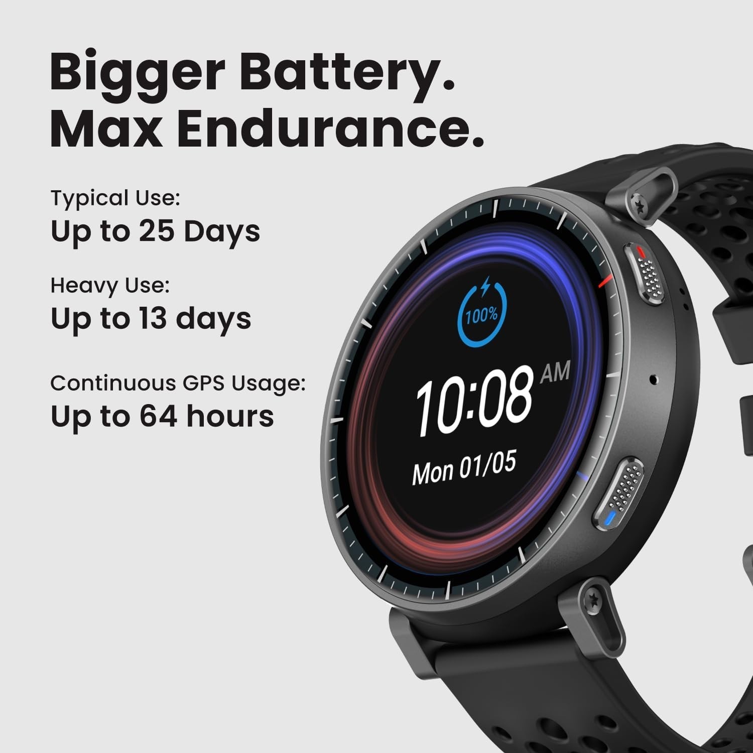 Reloj Inteligente 1.5″ GPS Mapas Offline Batería 25 Días 5 ATM Control por voz