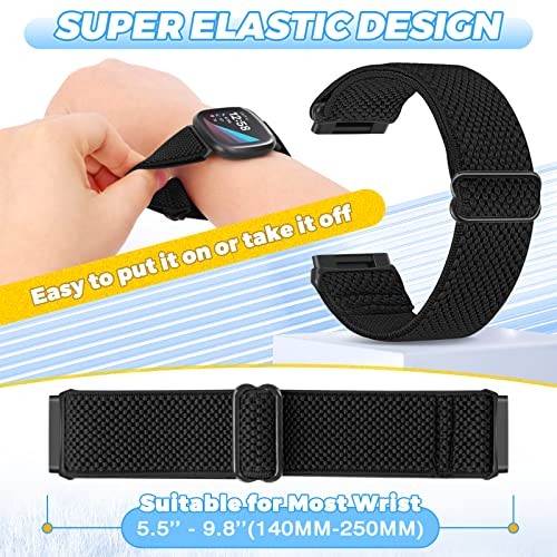 4 Pack Elastic Nylon Watch Bands Compatible with Fitbit Versa 4/3 and Sense 2/3