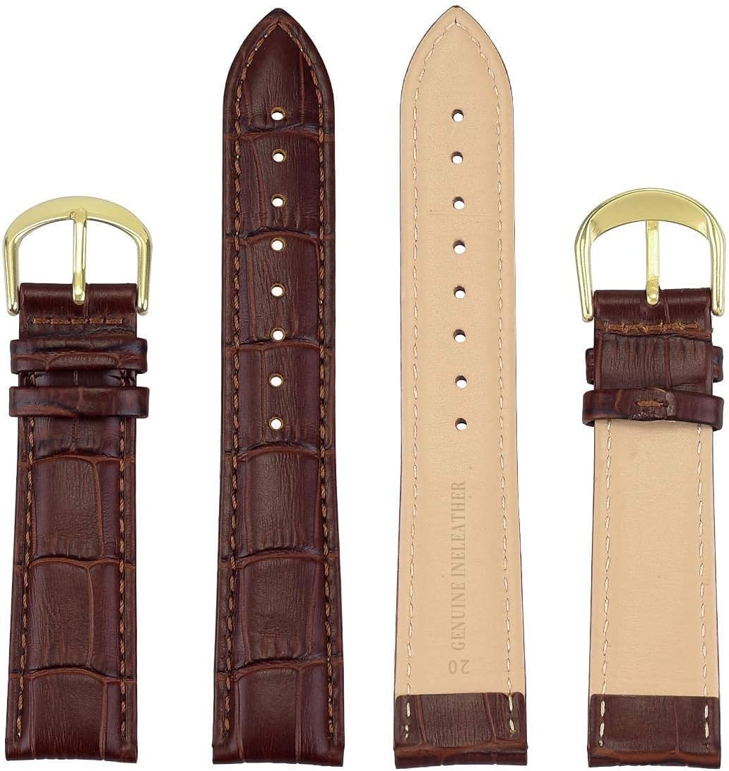 Classic Leather Watch Straps for Men & Women, Waterproof 12mm to 22mm Sizes
