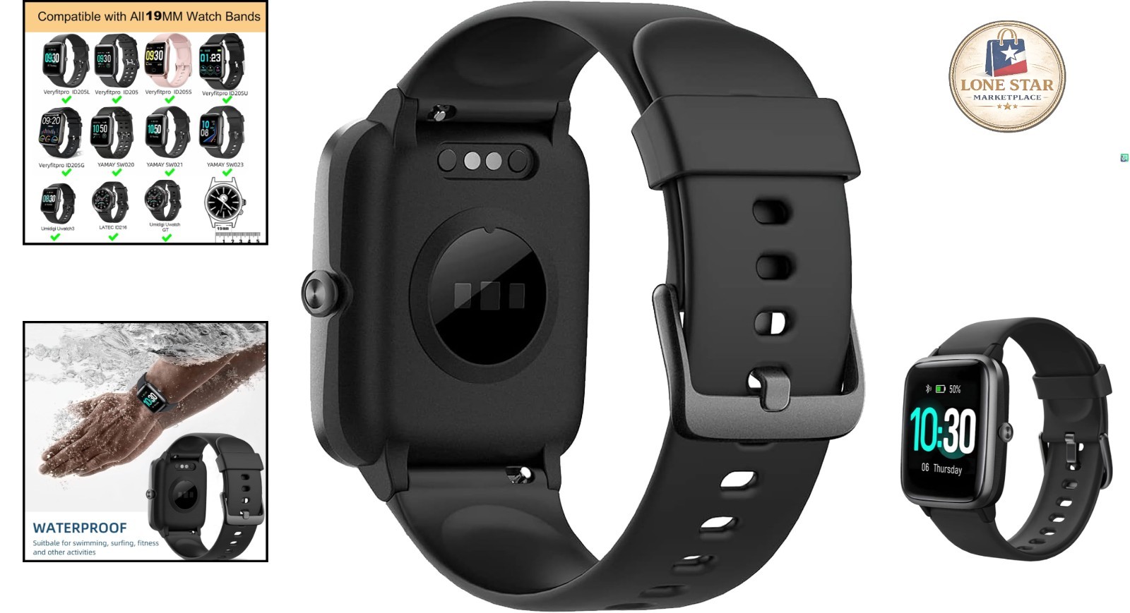 Silicone Band for ID205L – Breathable Black Strap for Active Lifestyles