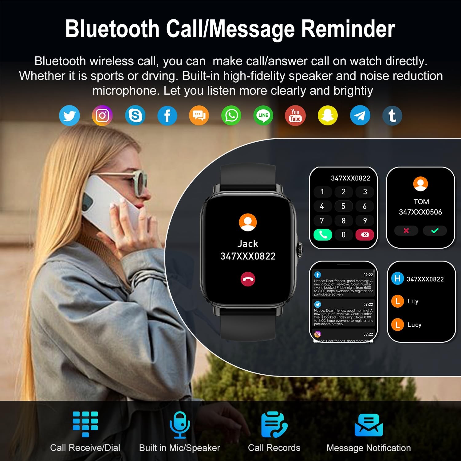 Smart Watch for Men Women Fitness: Waterproof Make Answer Call Running