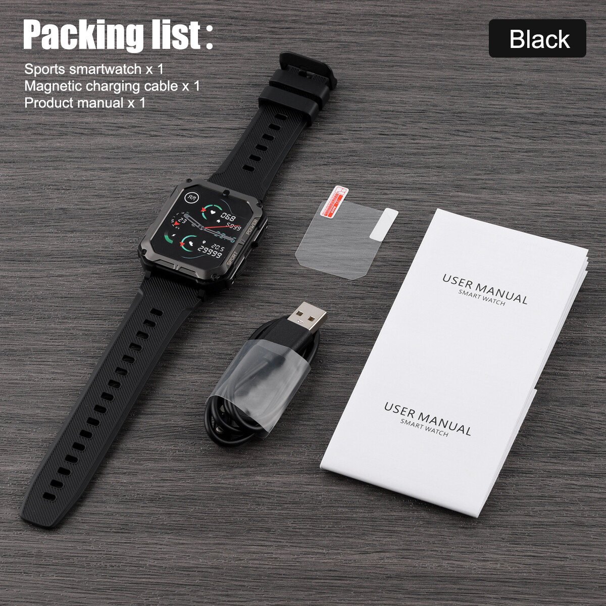 Waterproof Smart Watch Military Tactical Man Wristwatch Sport Fitness Tracker US