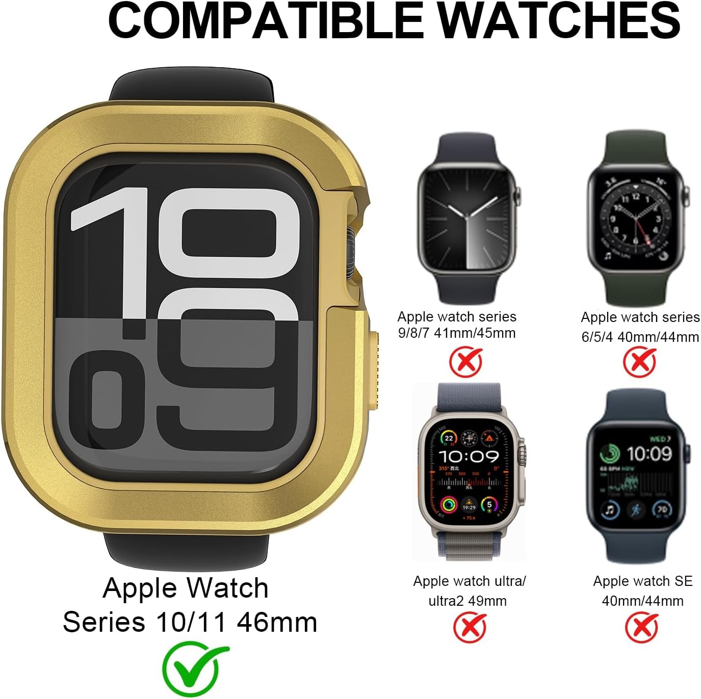 Military Grade Metal Case for Apple Watch Series 10/11 46mm Shockproof Bumper