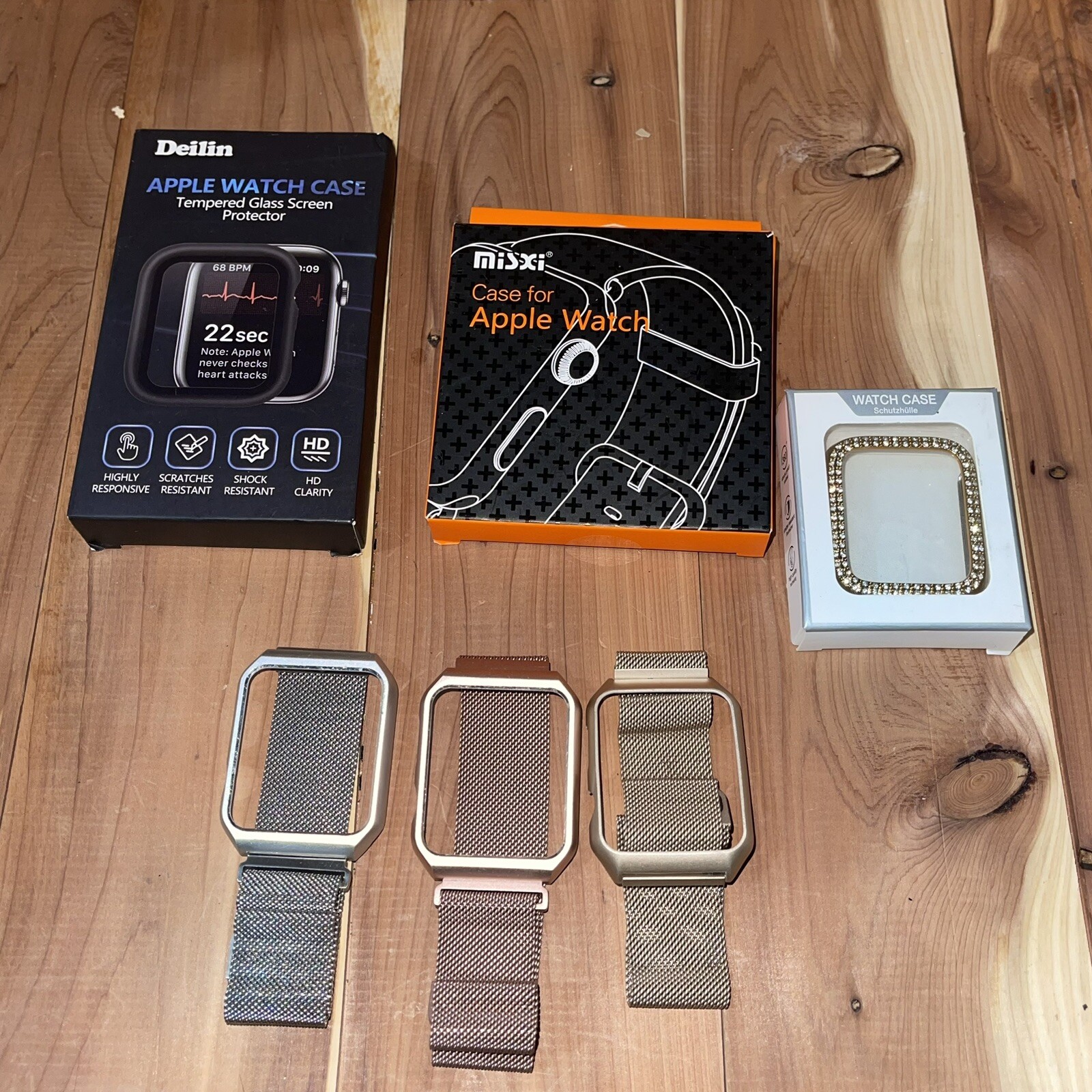 Apple Watch accessories, Mesh Metallic Bands W/Case, Cases Bling