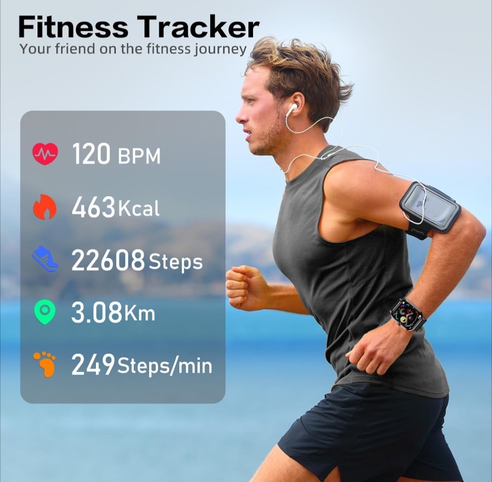 Smart Watch for Men and Women, 1.96″ HD Fitness Tracker with Bluetooth Calls,…