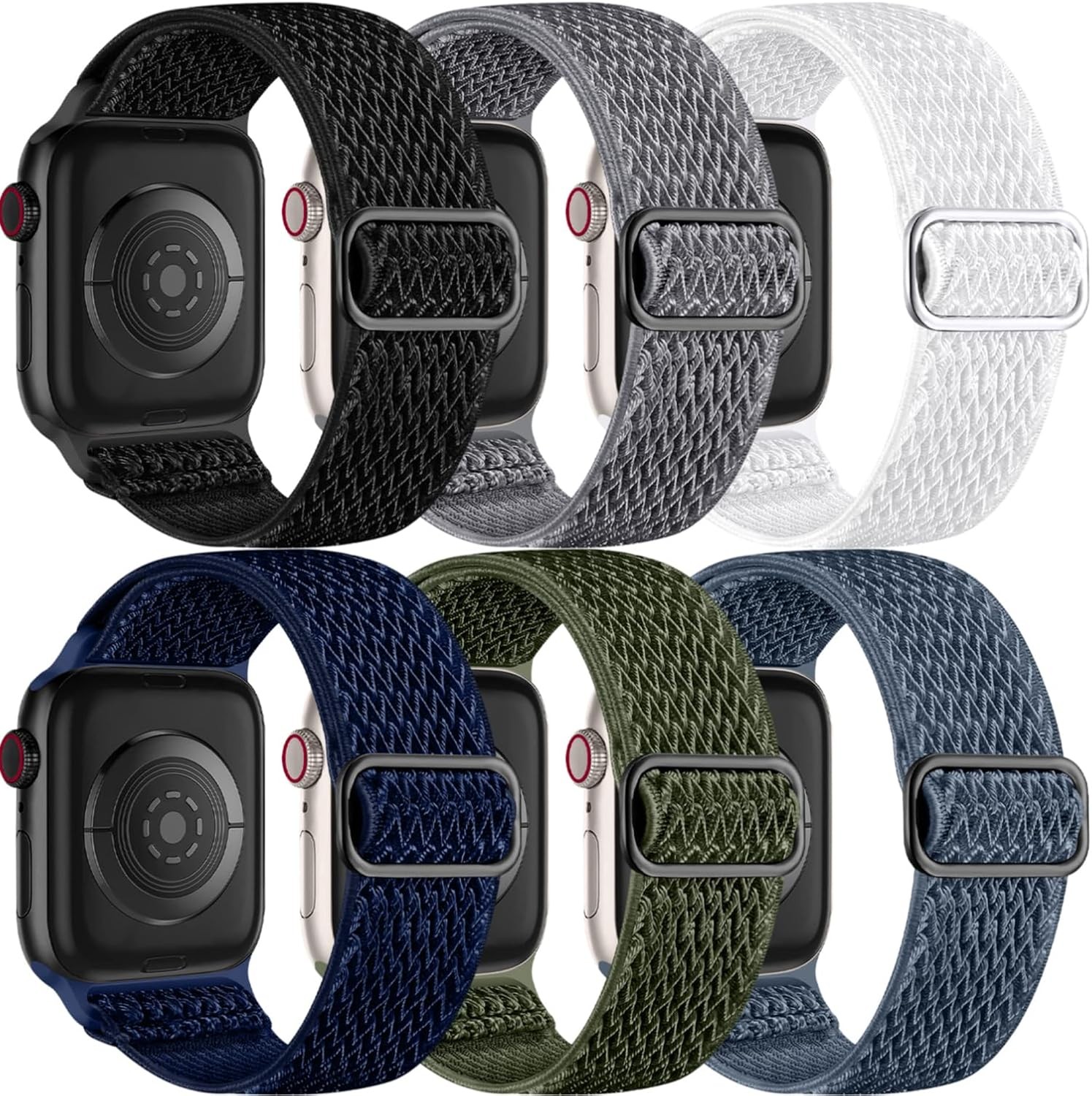 6 Pack Nylon Sport Loop Bands for Apple Watch Ultra 49mm 44mm 45mm 41mm 40mm