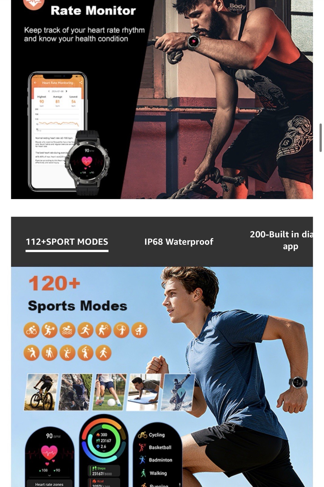 Smart Watch for Men Fitness Tracker: Military Make Answer Call Running