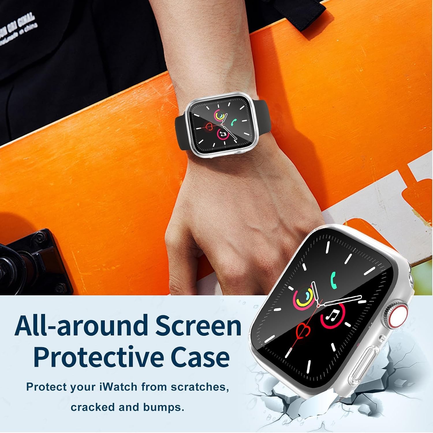 Waterproof Case for Apple Watch Series 4 5 6 40mm Built-in Tempered Glass Screen