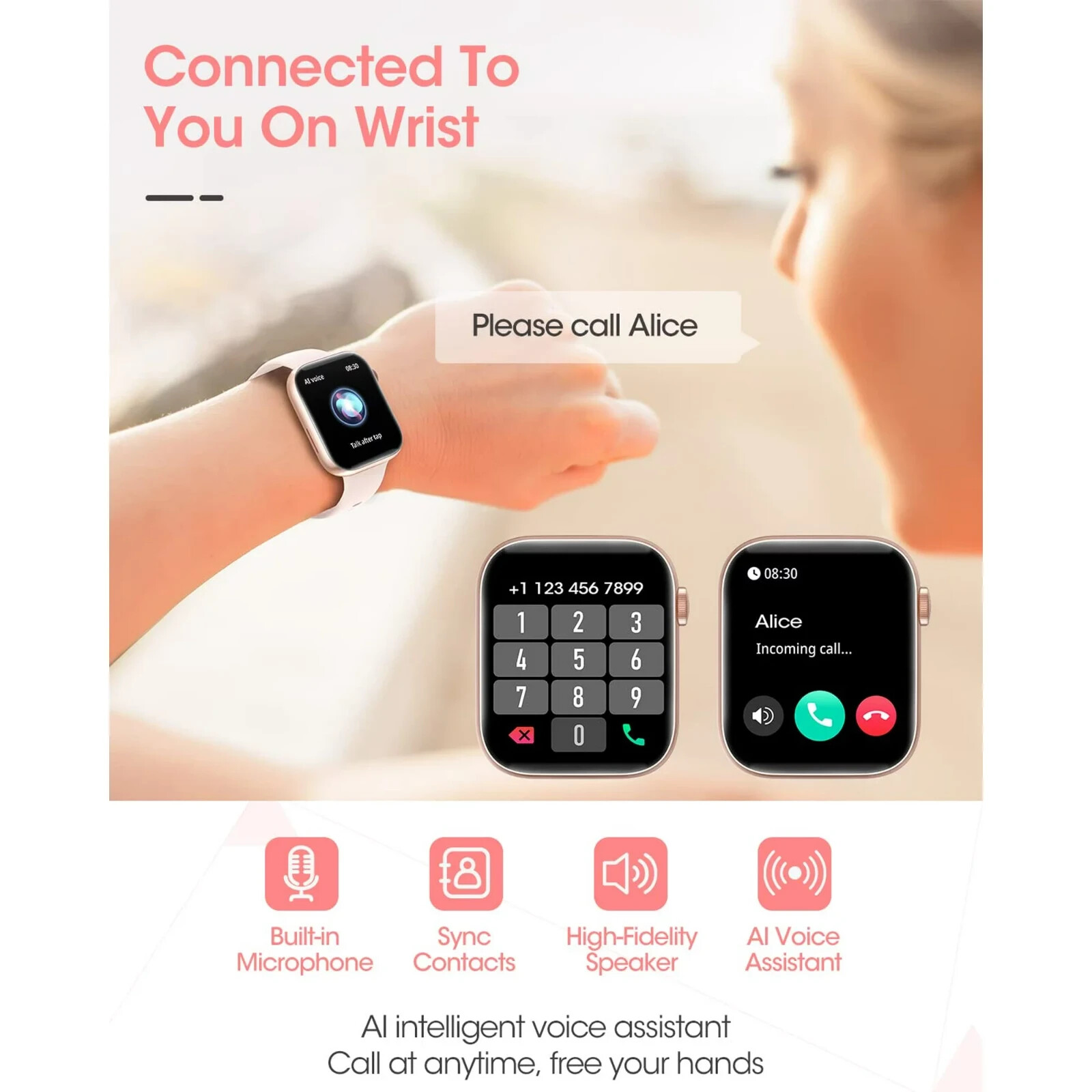 Women’s Smart Watch Bluetooth SmartWatch For Apple iPhone iOS and Android