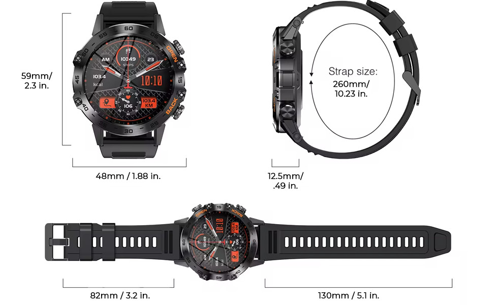 Military Smartwatch Men Women Bluetooth Answer/Make Call Android iOS IP68 Water