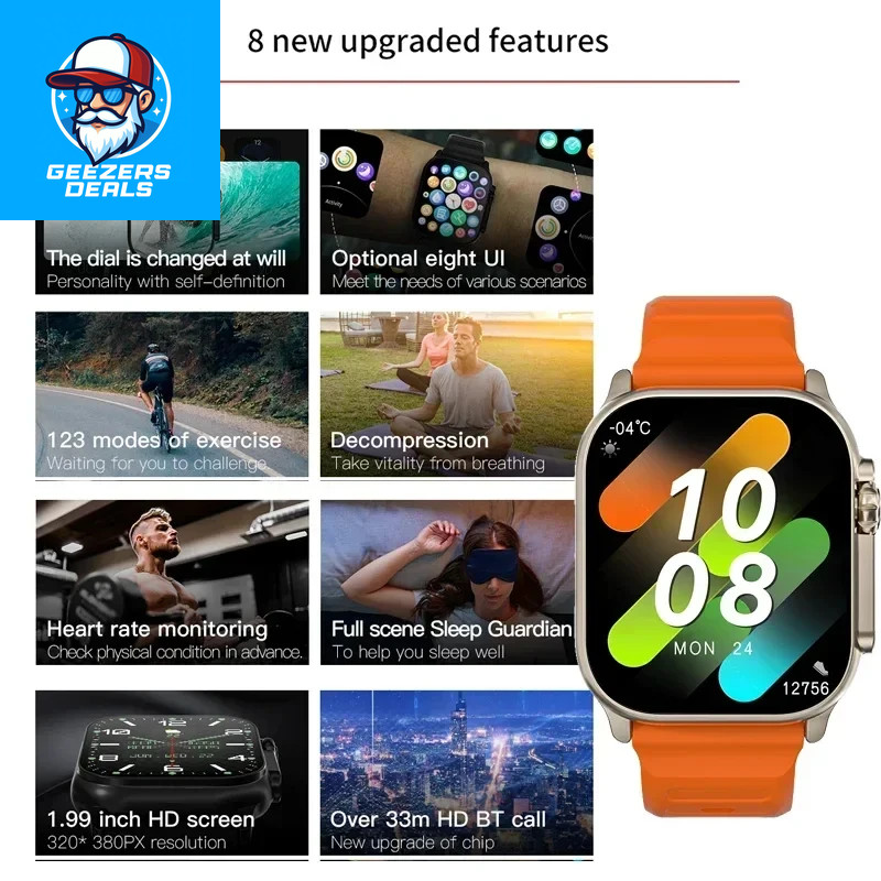 2026 New Men Smart Watch 2.01 Inch HD Screen Bluetooth Call Health Fitness Track