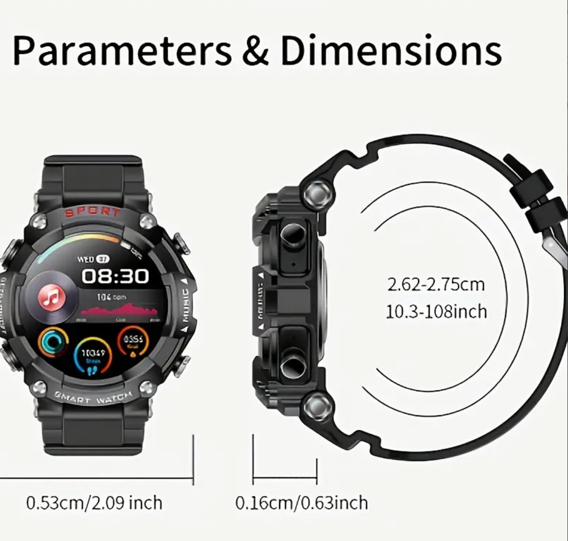 SMART WATCH with Earbuds for Men Women 1.52″ HD Touch Screen UltraLight Weather