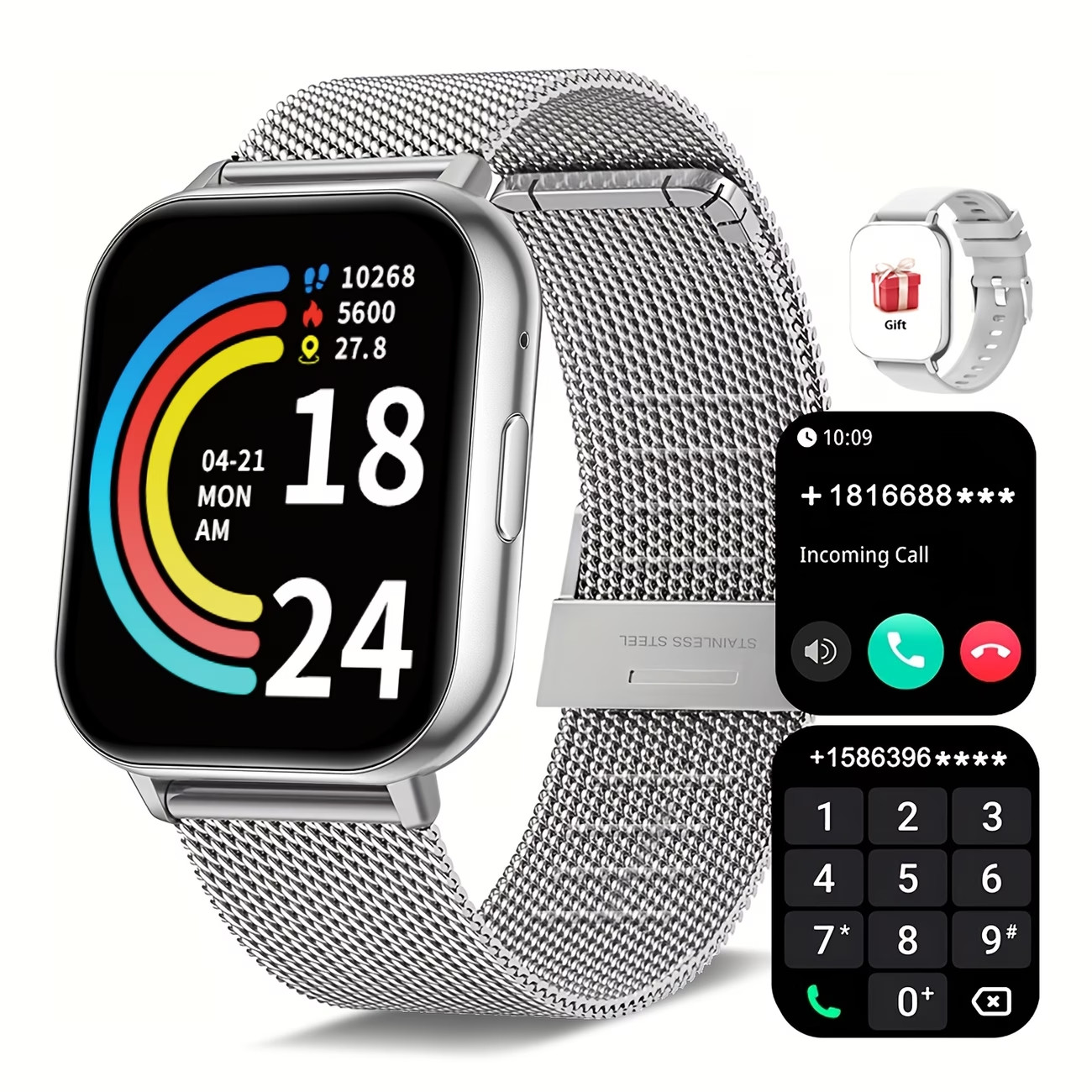 Sports Smart Watch | Full Touch Screen Display | Extra Strap | Iphone & Android