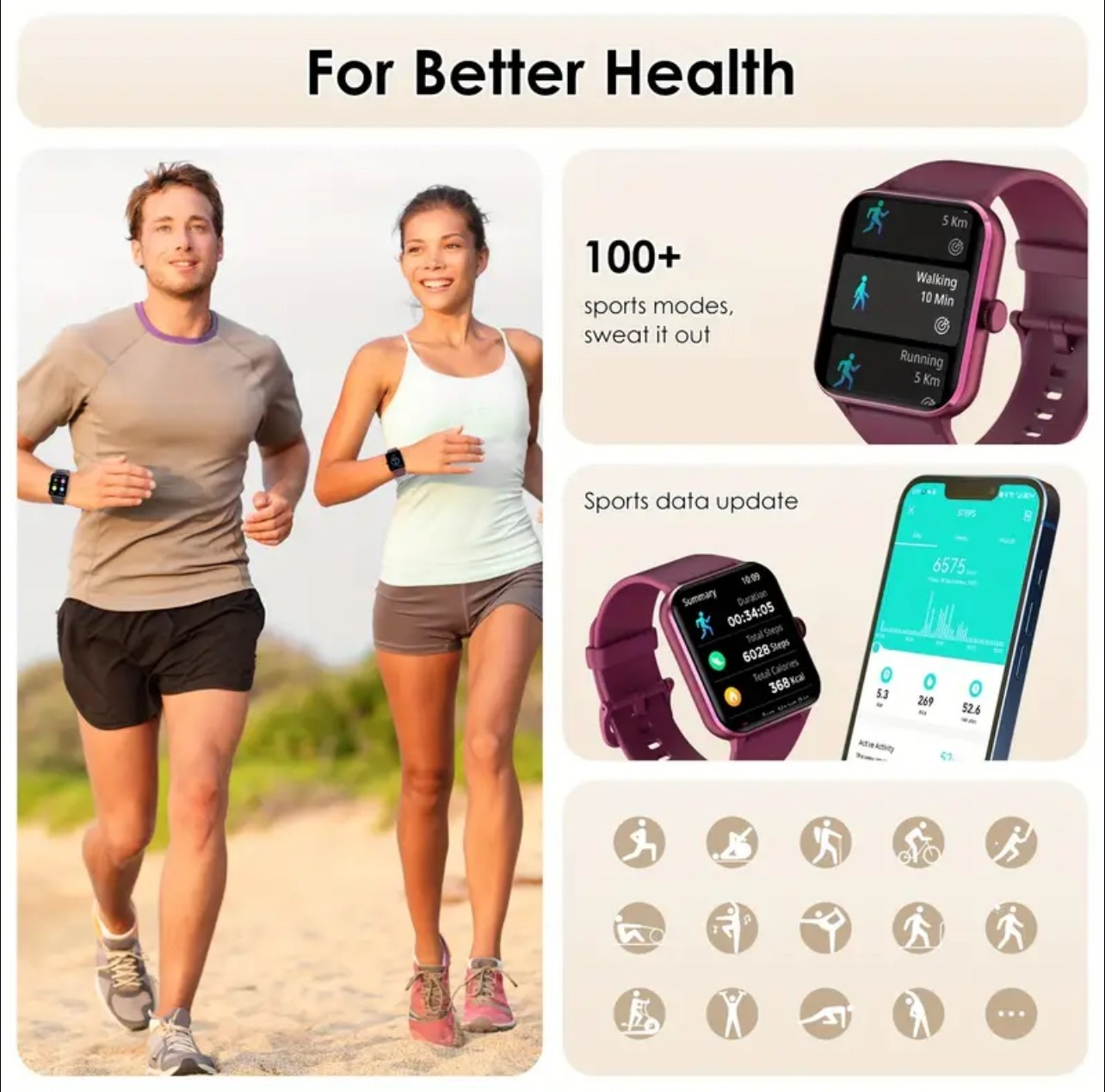 Blackview Smart Watch 1.85″ HD Screen Smartwatch for Men Women(Answer/Make Call)