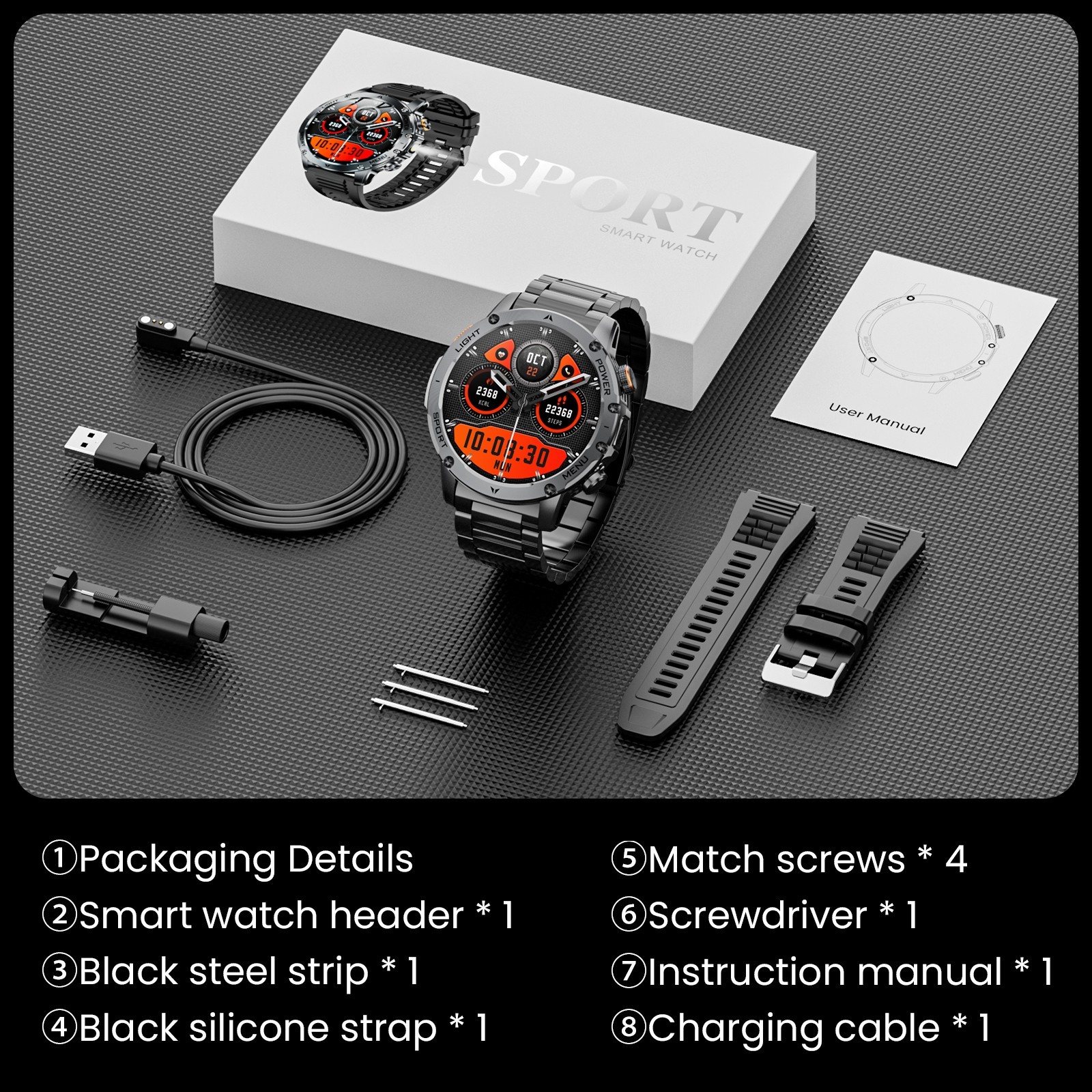 Military Smart Watch For Men (Answer / Make Call) 1000mAH Sports Fitness Tracker