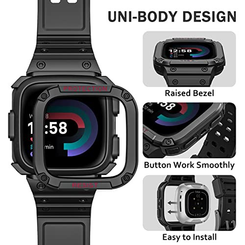 1 Pack Silicone Strap Compatible with Fitbit Versa 4/3/2/1, Versa Lite, Sense 2