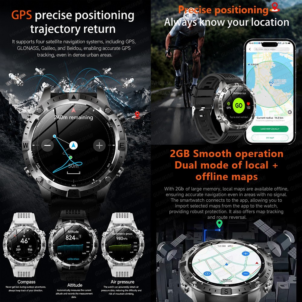 2026 GPS Smart Watch Dual Band GPS AMOLED 10ATM Military Bluetooth Call