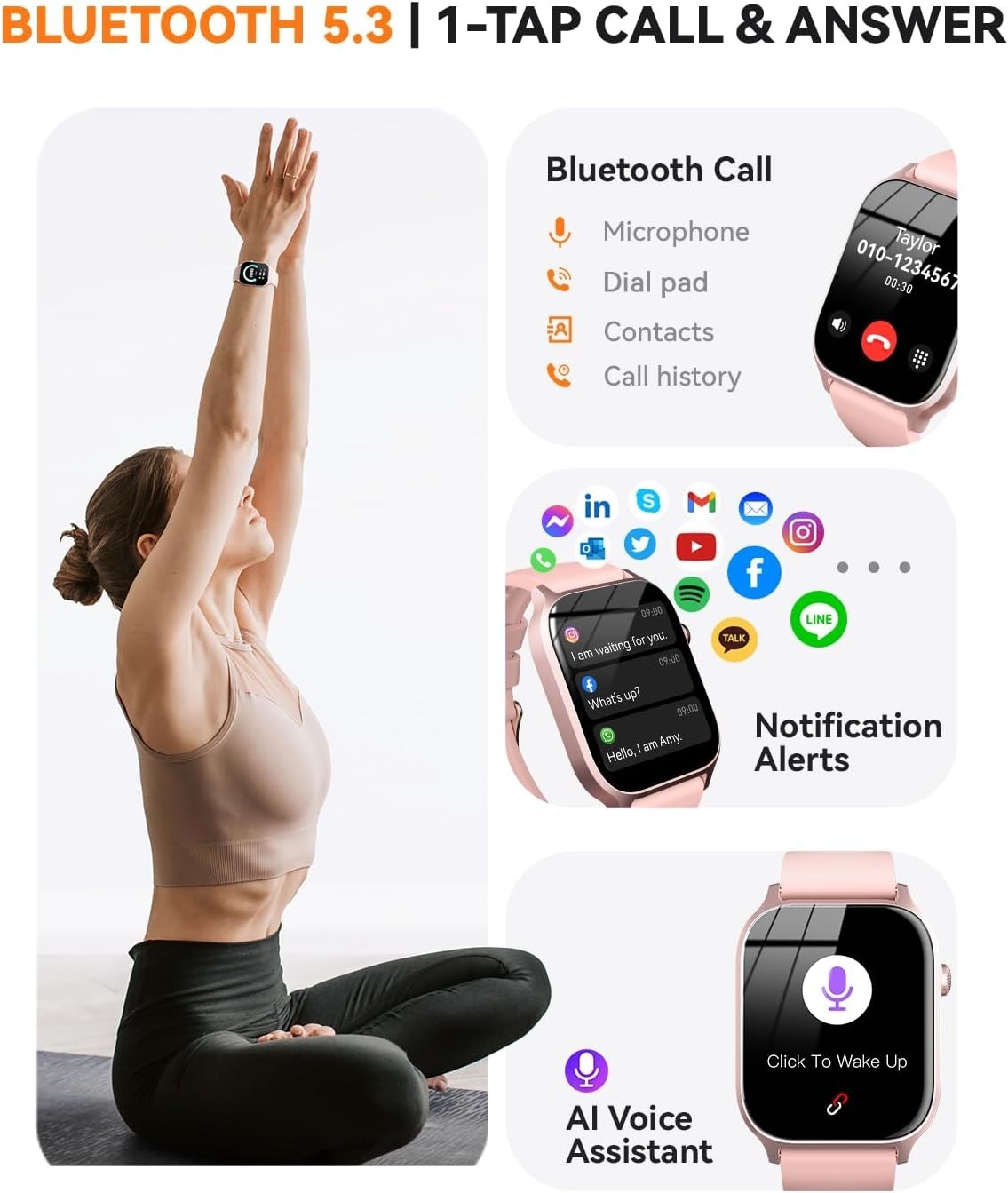 Advanced Smartwatch – Waterproof, 1.85″ HD Display, Bluetooth Connectivity