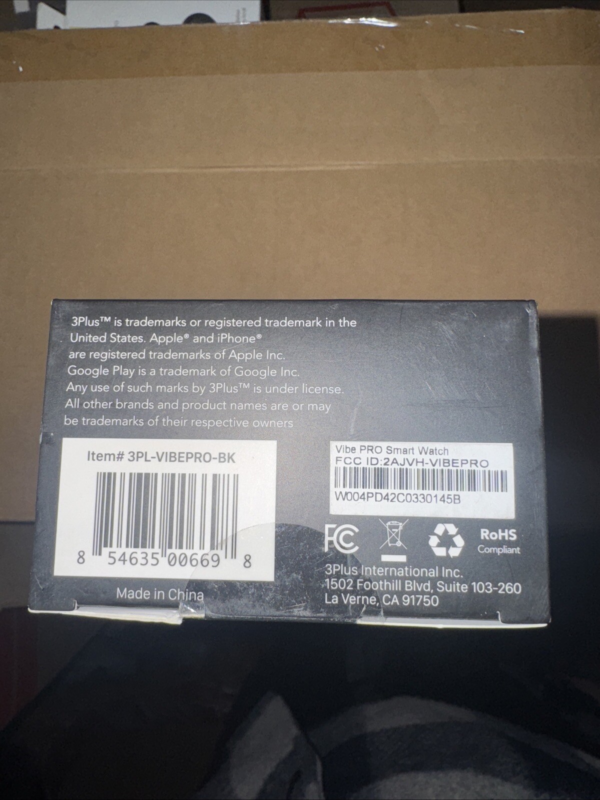 New/Sealed – 3+ VibePro Smartwatch Blood Oxygen, Heart Rate, GPS & more | Black