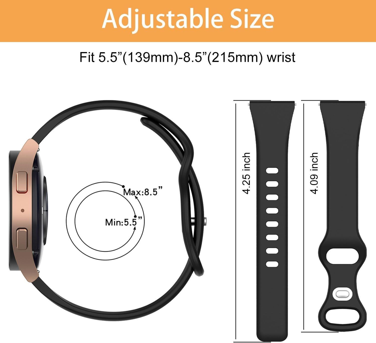 3 Pack Slim Silicone Strap Compatible with 18mm 20mm Quick Release
