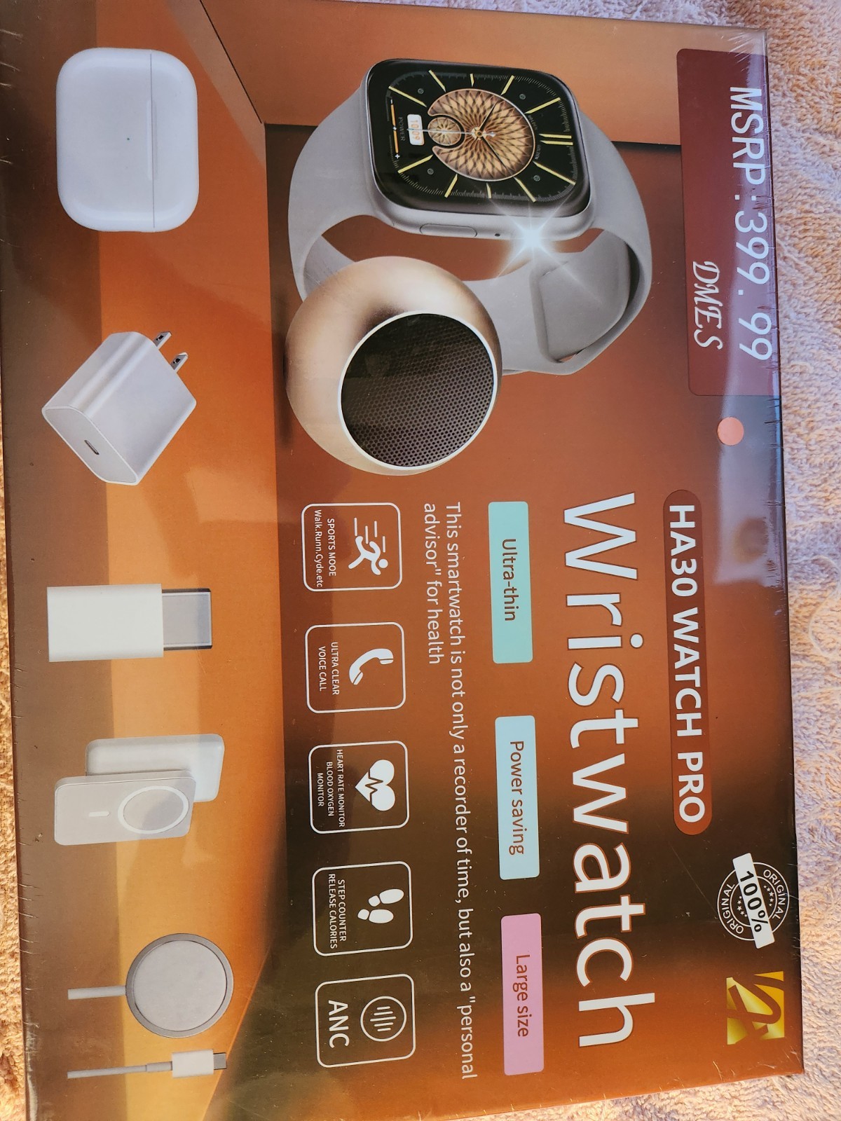 DMES HA30 Watch Pro Smartwatch Orange case Gray Band Heart Rate Voice Call