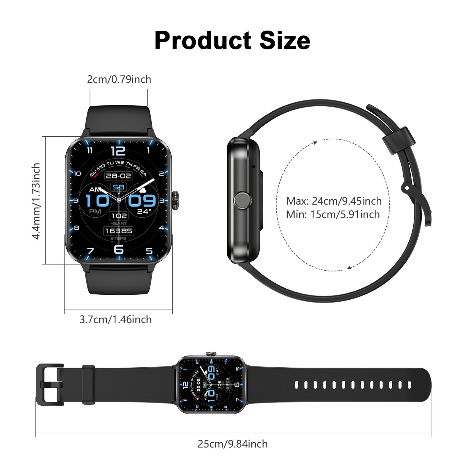 2025 Smart Watch For Men/Women, Waterproof Smartwatch Bluetooth iPhone Samsung*