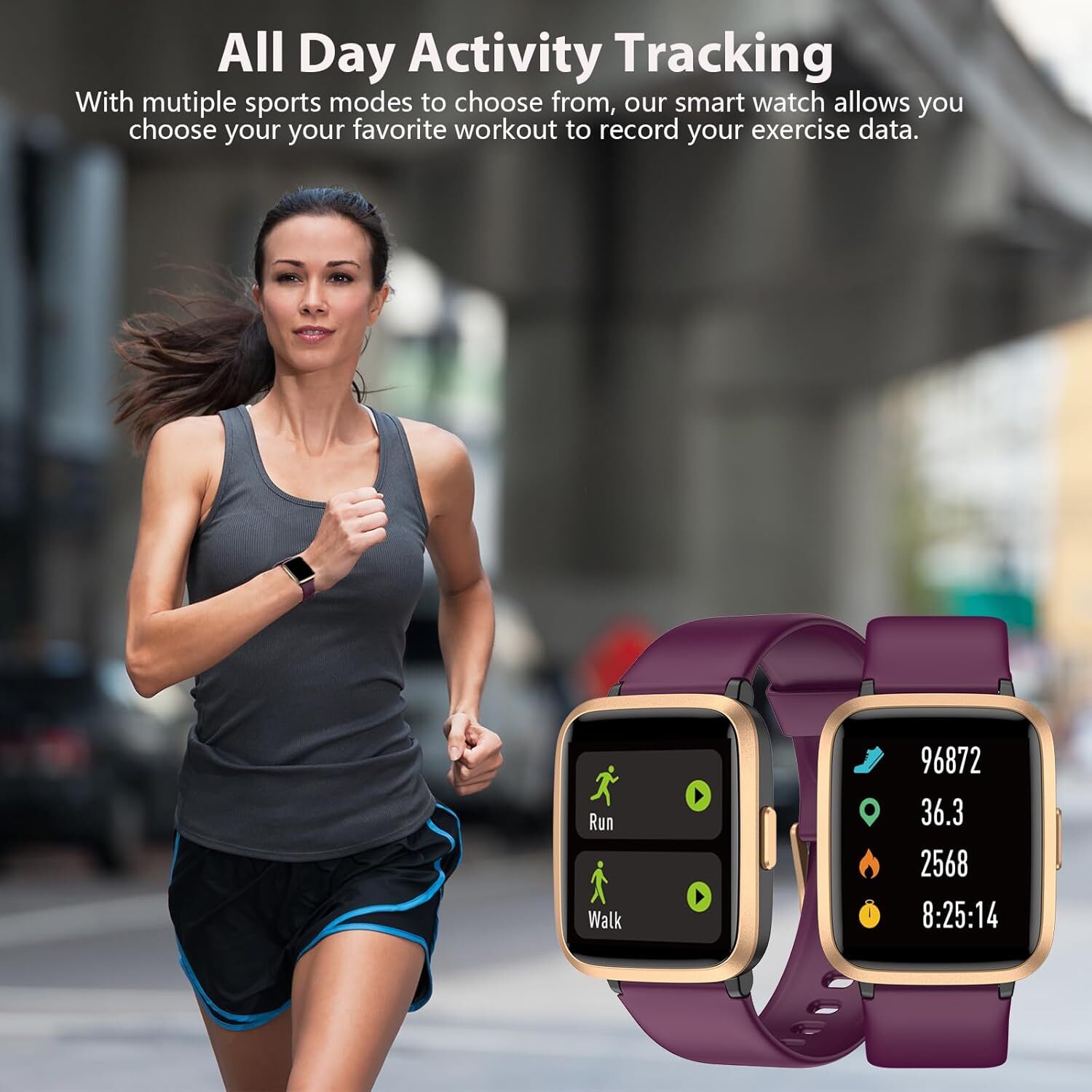Fitness Activity Tracker Watch as Fitbit Heart Rate Monitor Pedometer for Women